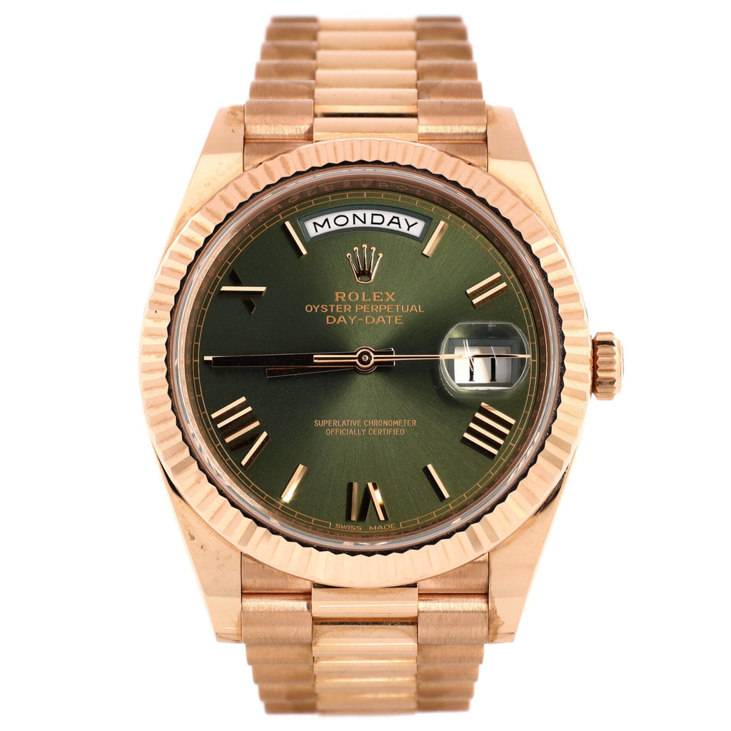 Oyster Perpetual President Day-Date Olive Green Automatic Watch Rose Gold 40