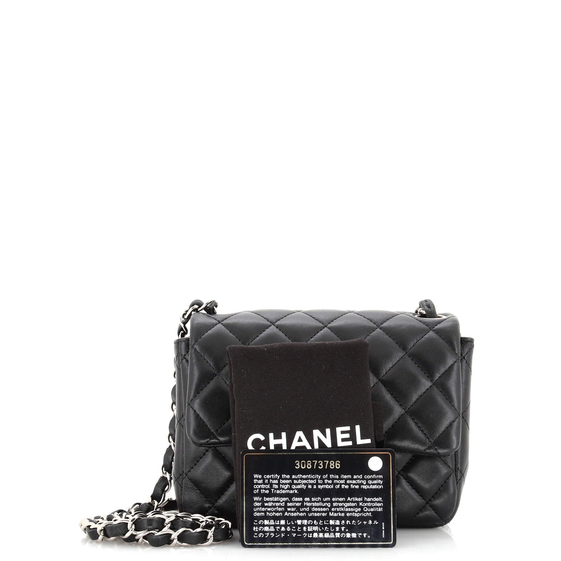 Square Classic Single Flap Bag Quilted Caviar Mini