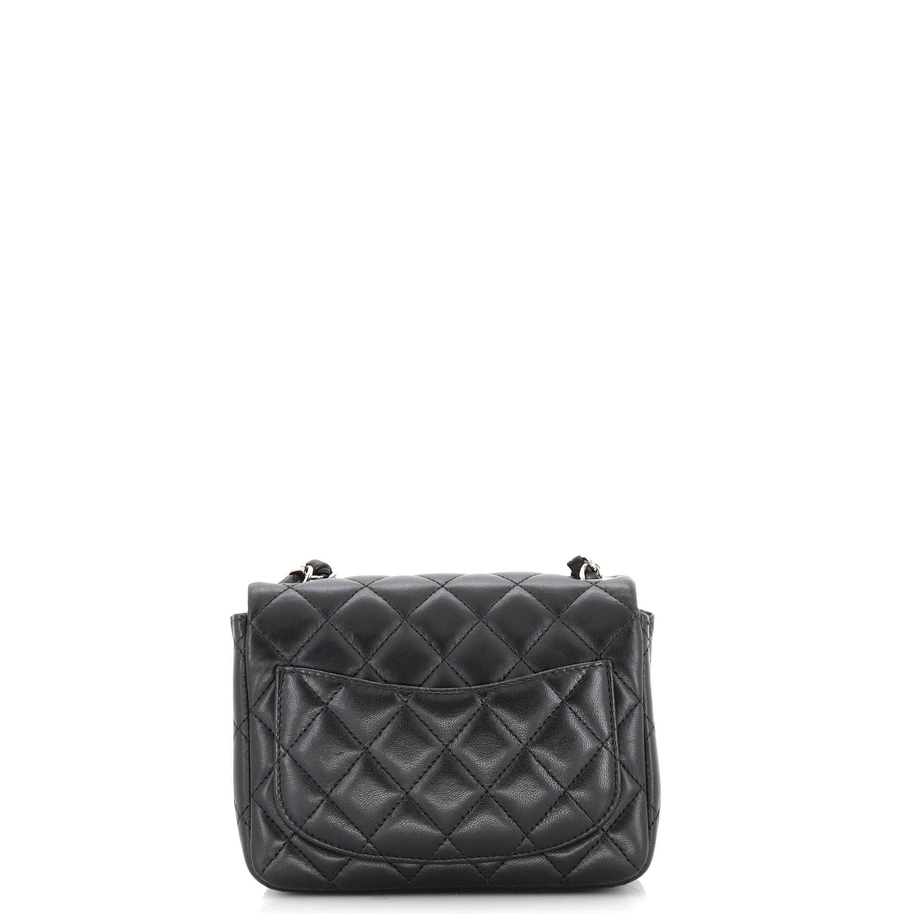 Square Classic Single Flap Bag Quilted Caviar Mini