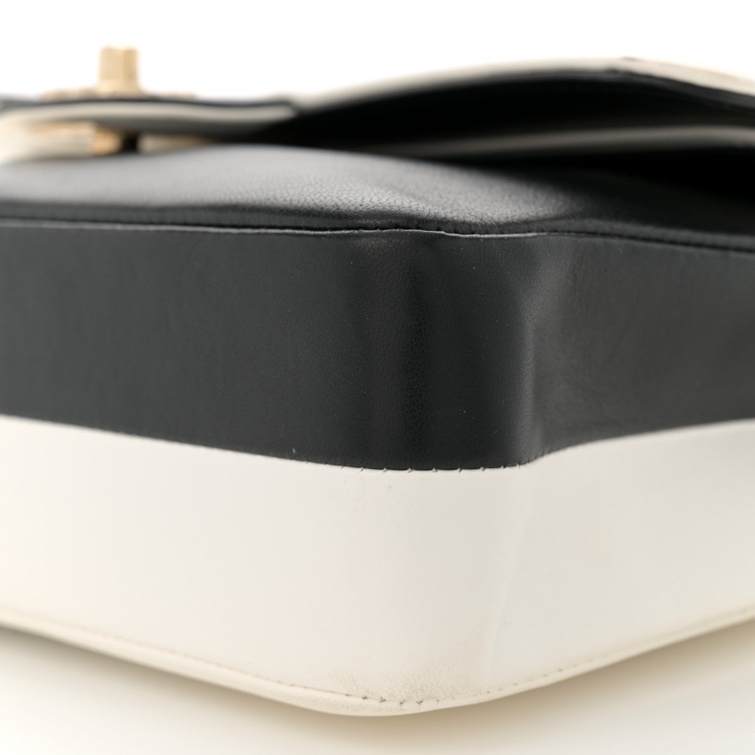 Lambskin Geometric Patchwork Medium Double Flap White Black