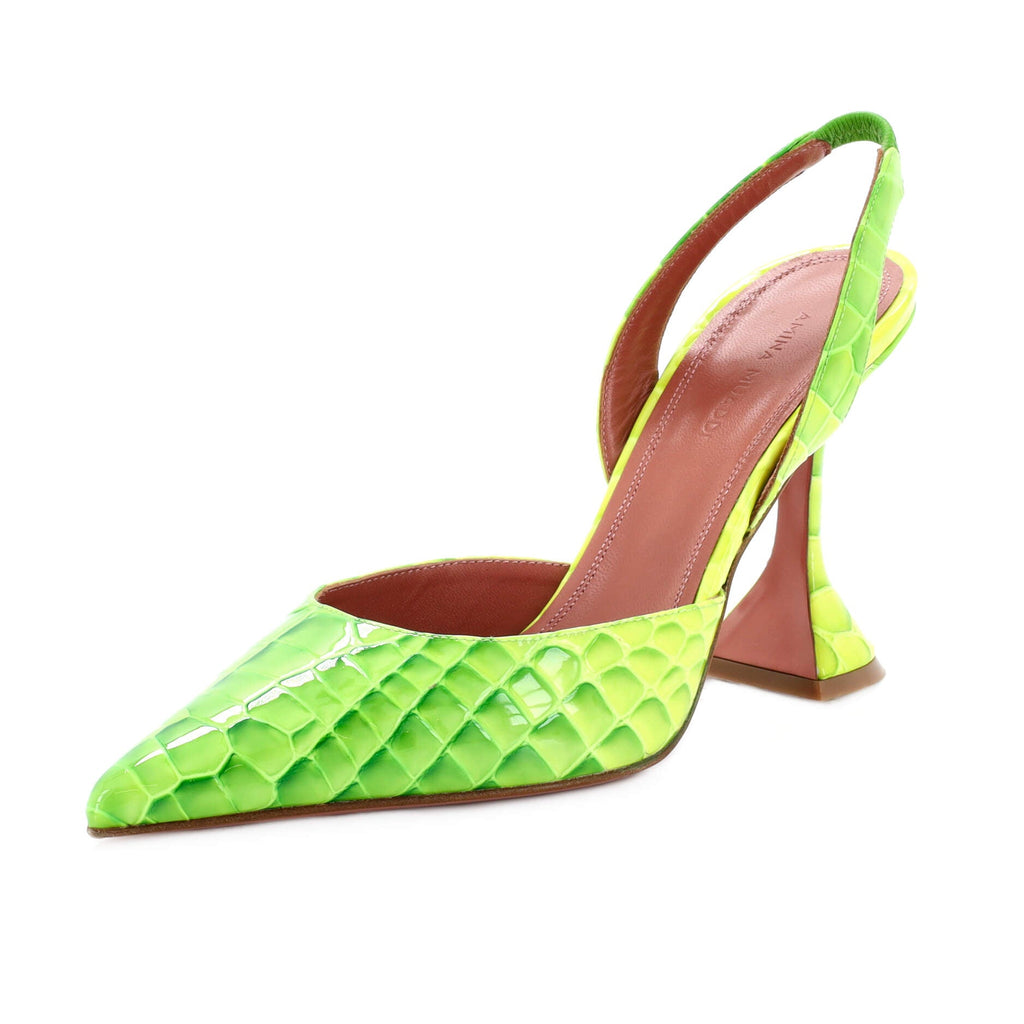 Women's Holli Slingback Pumps Crocodile Embossed Leather 95