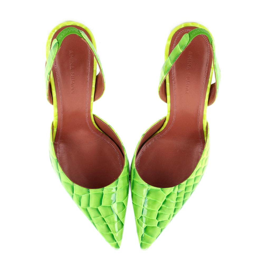 Women's Holli Slingback Pumps Crocodile Embossed Leather 95