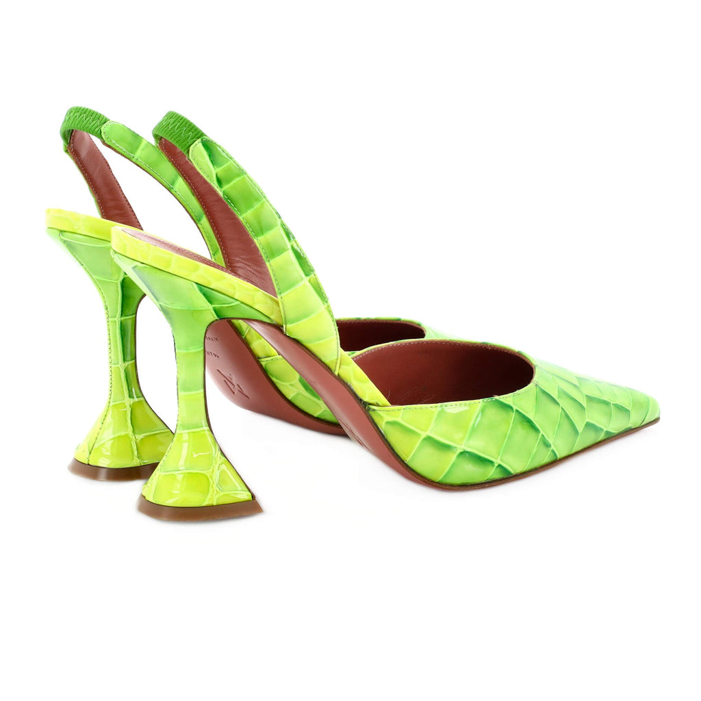 Women's Holli Slingback Pumps Crocodile Embossed Leather 95
