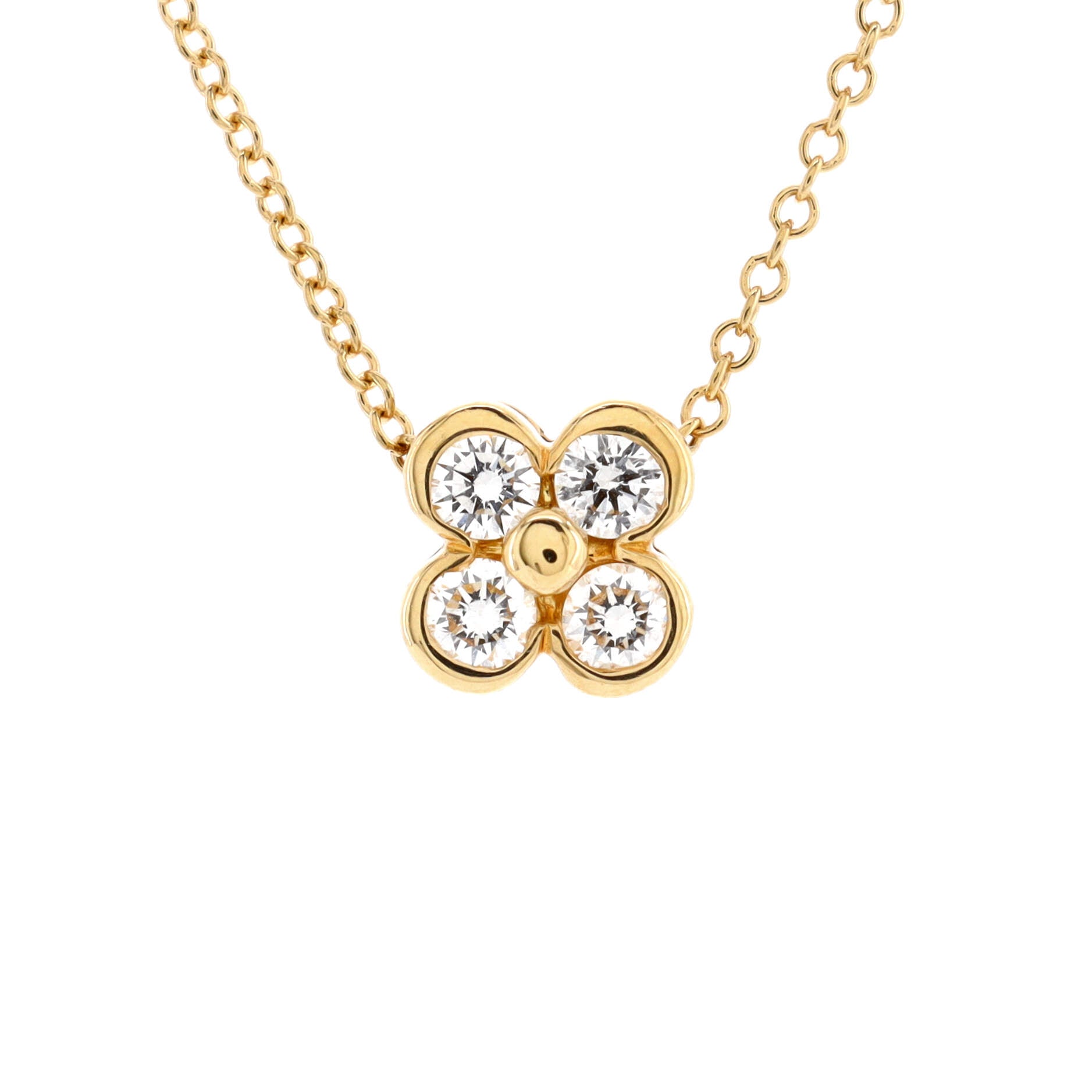 Flower Pendant Necklace 18K Yellow Gold with Diamonds