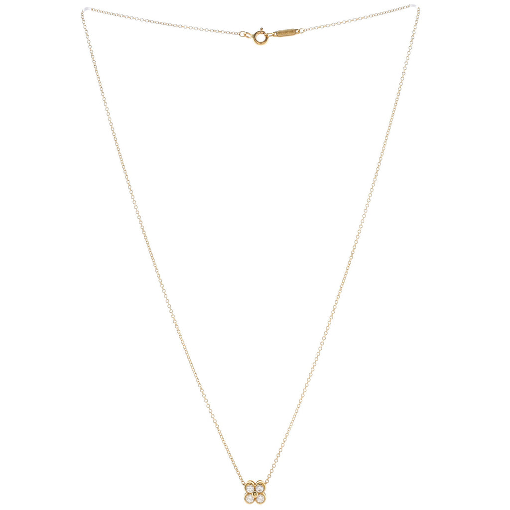 Flower Pendant Necklace 18K Yellow Gold with Diamonds