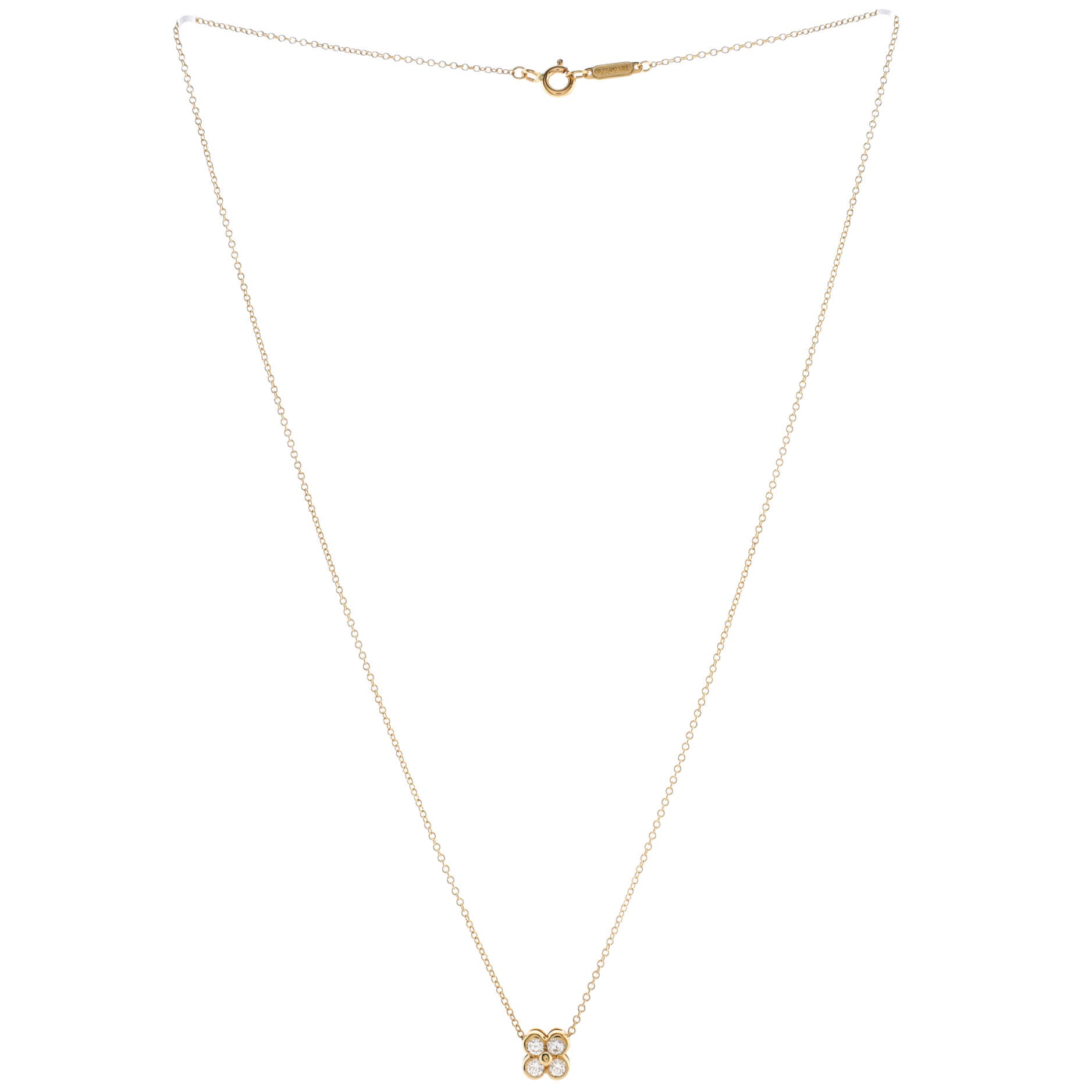Flower Pendant Necklace 18K Yellow Gold with Diamonds