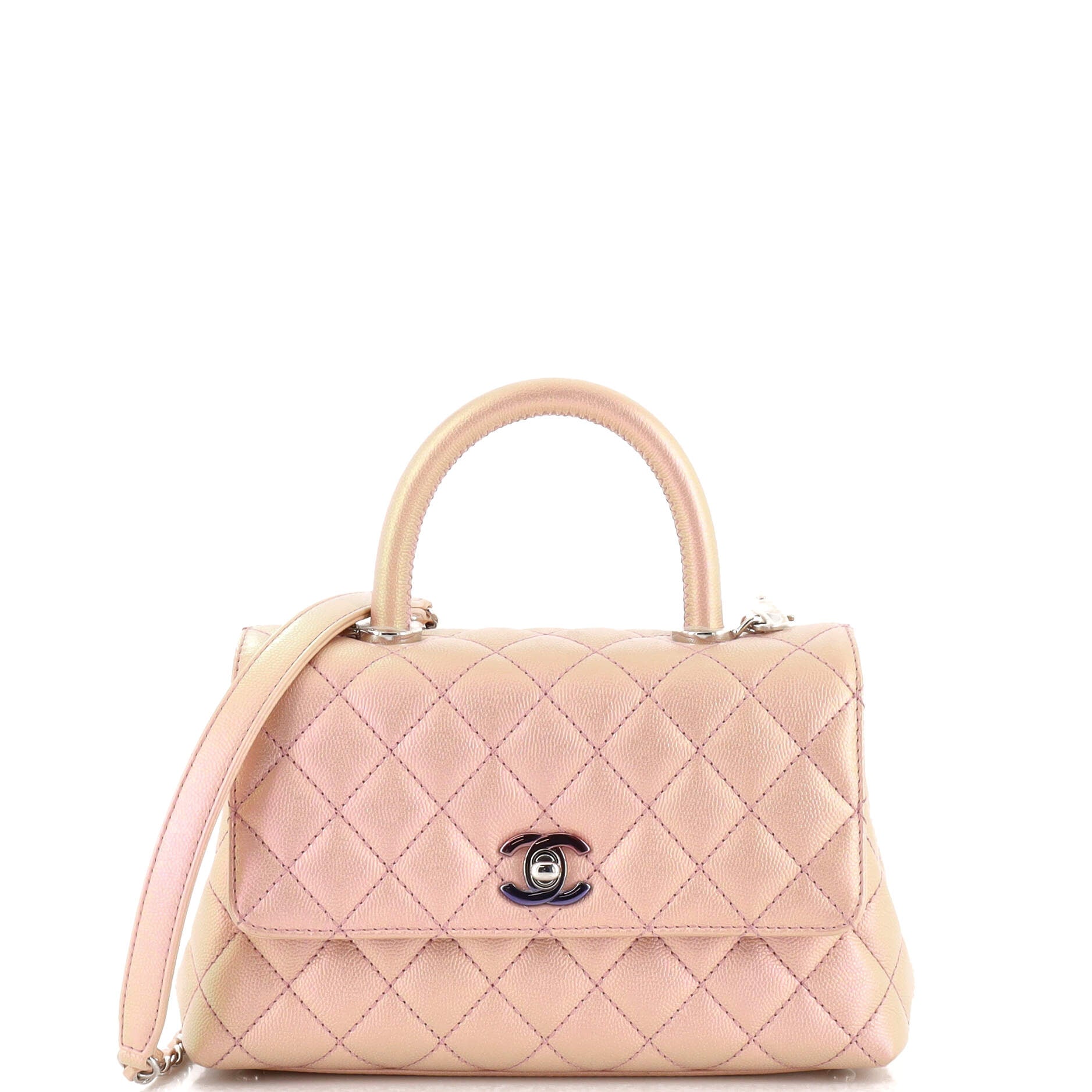 Coco Top Handle Bag Quilted Iridescent Caviar with Gradient Hardware Mini