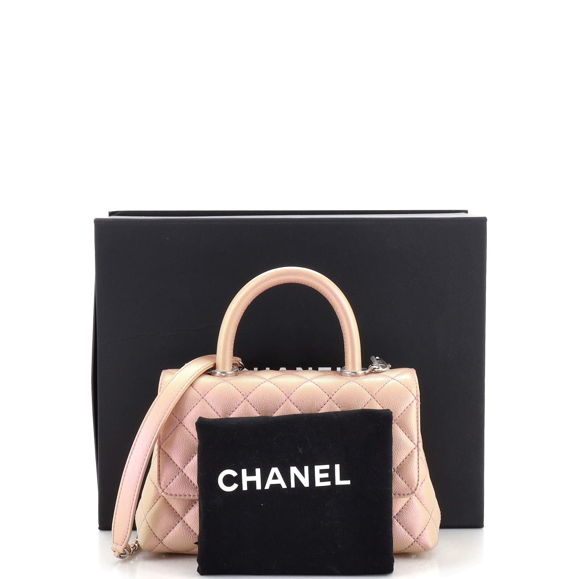 Coco Top Handle Bag Quilted Iridescent Caviar with Gradient Hardware Mini