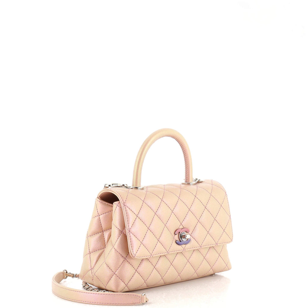 Coco Top Handle Bag Quilted Iridescent Caviar with Gradient Hardware Mini