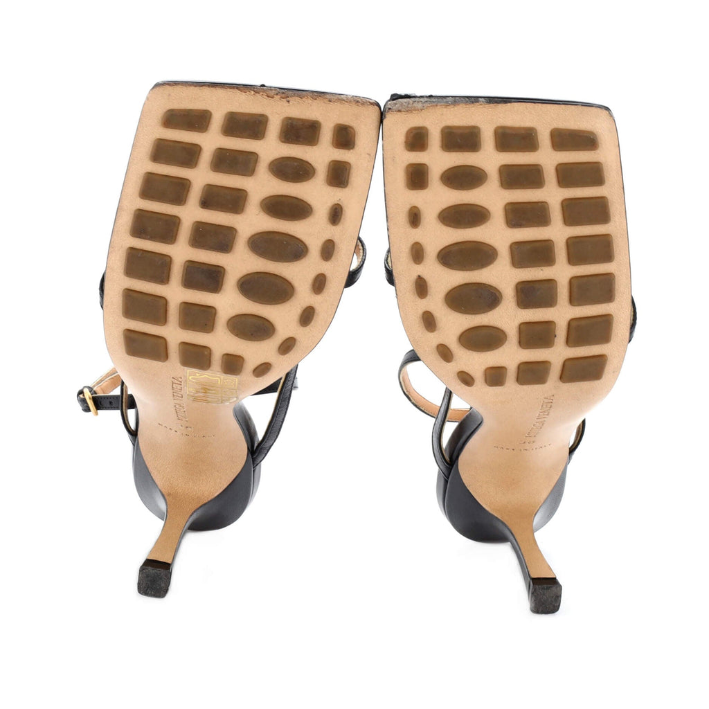 Women's Stretch Strap Heeled Sandals Leather