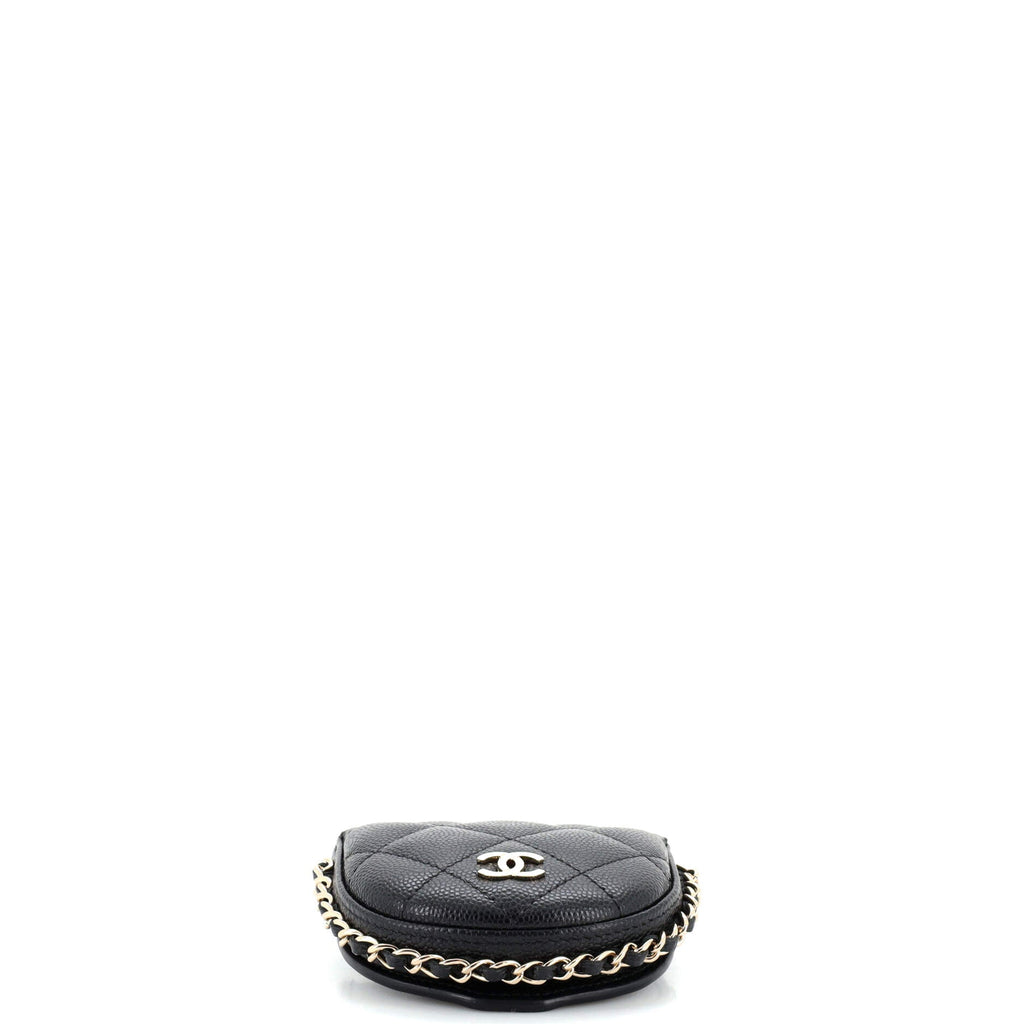 Chain Around Coin Purse with Chain Quilted Caviar Mini