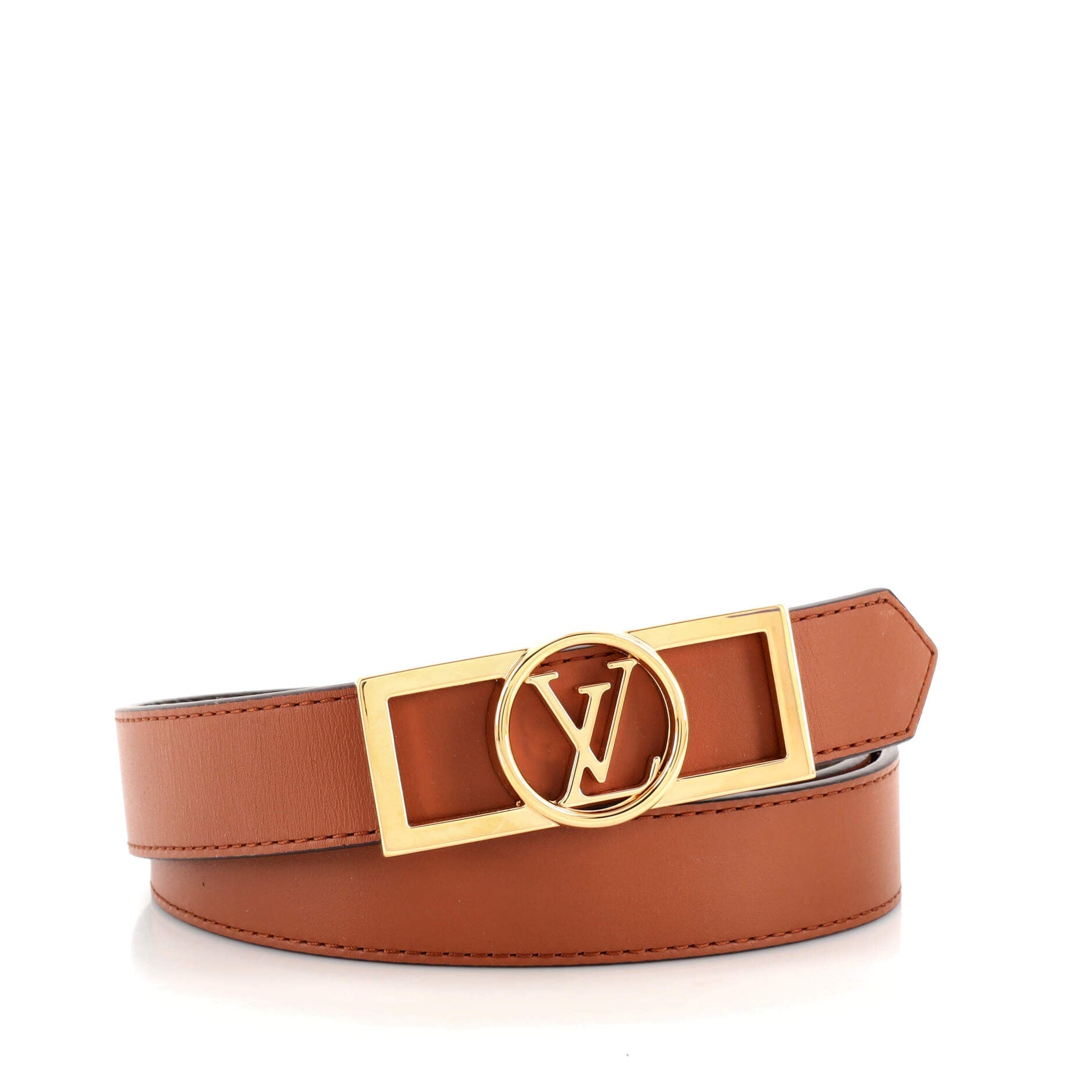Dauphine Reversible Belt Reverse Monogram Canvas and Leather Thin 85