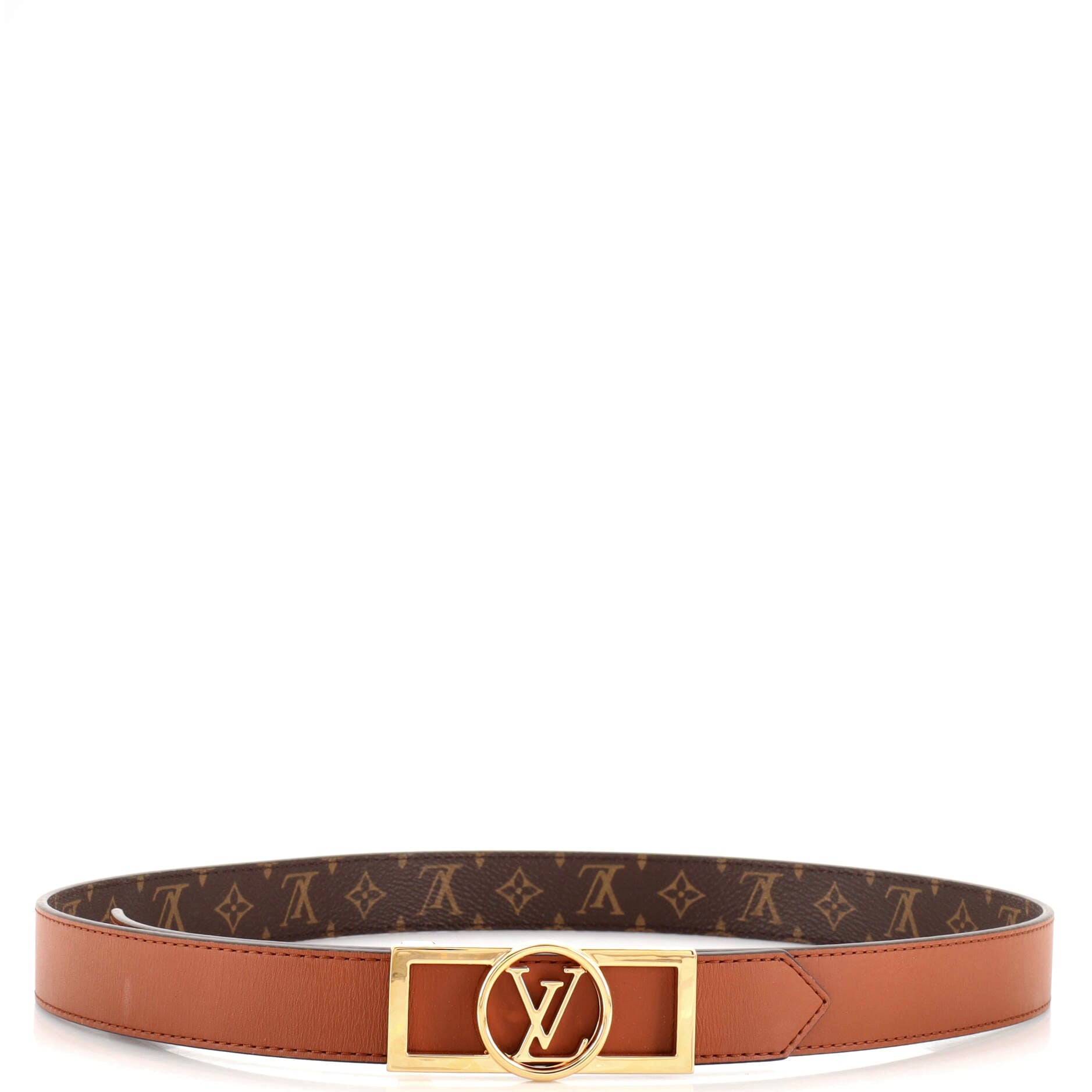 Dauphine Reversible Belt Reverse Monogram Canvas and Leather Thin 85