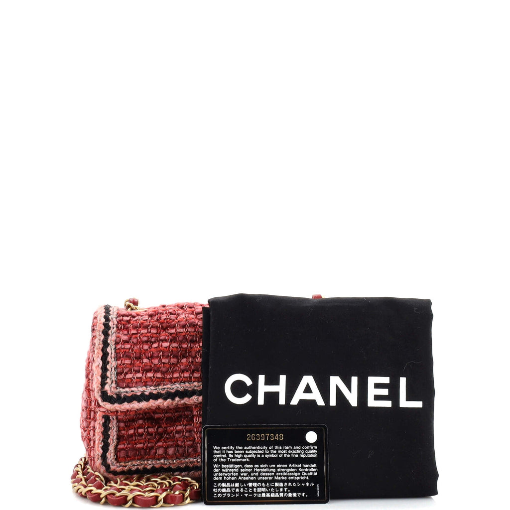 Classic Single Flap Bag Braided Quilted Tweed Mini