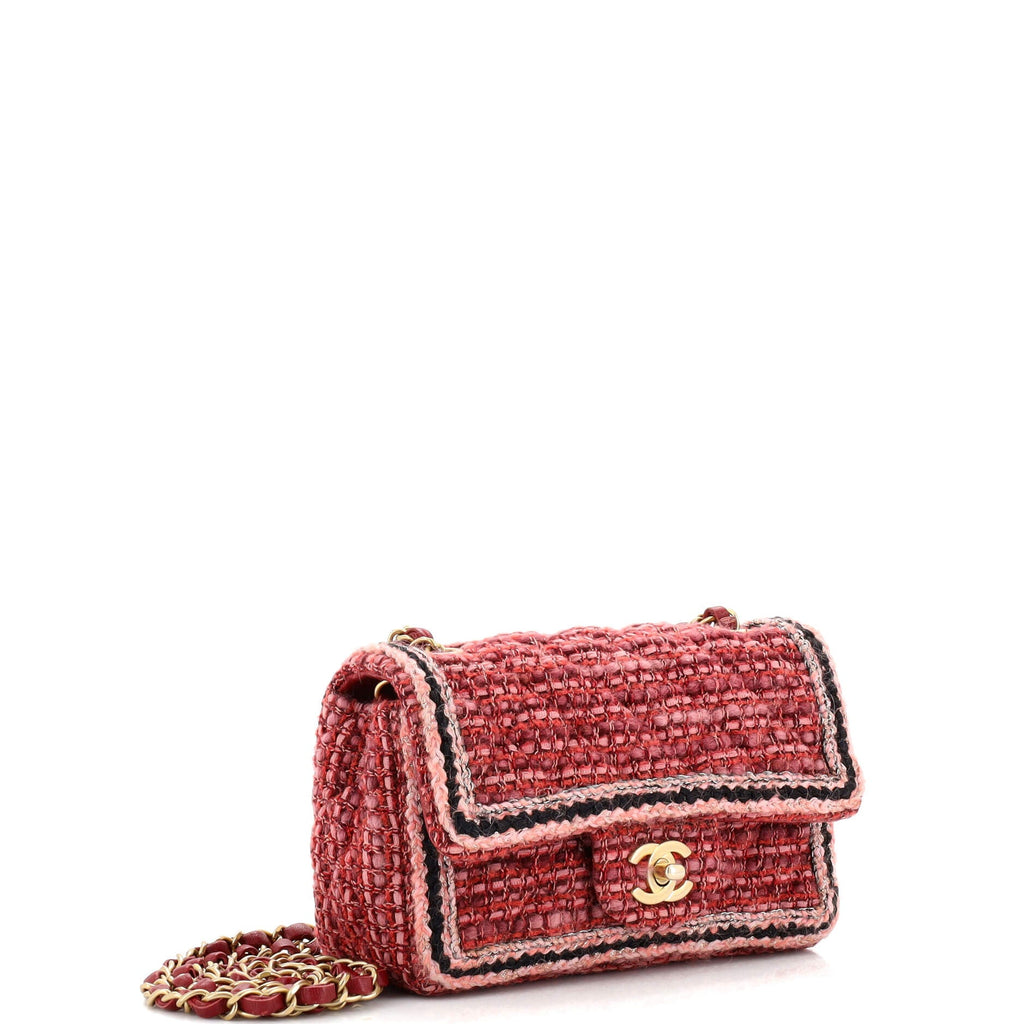 Classic Single Flap Bag Braided Quilted Tweed Mini
