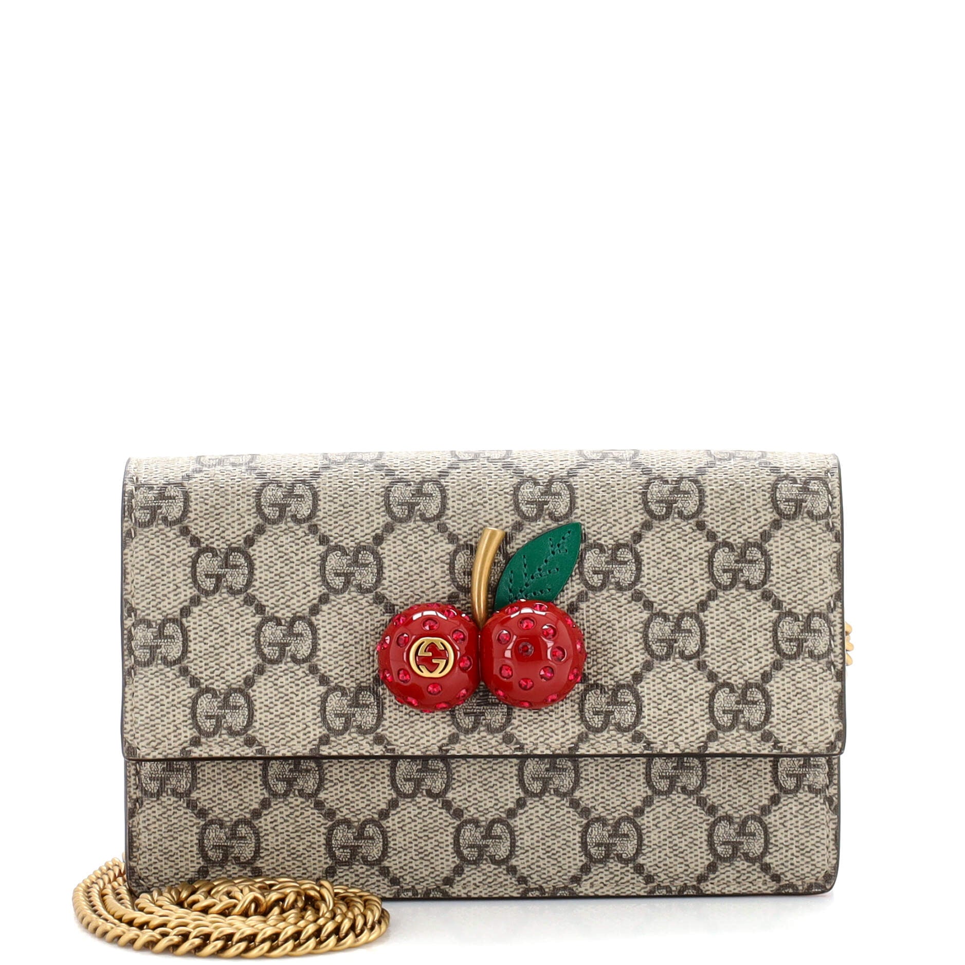 Cherries Wallet on Chain GG Coated Canvas Mini
