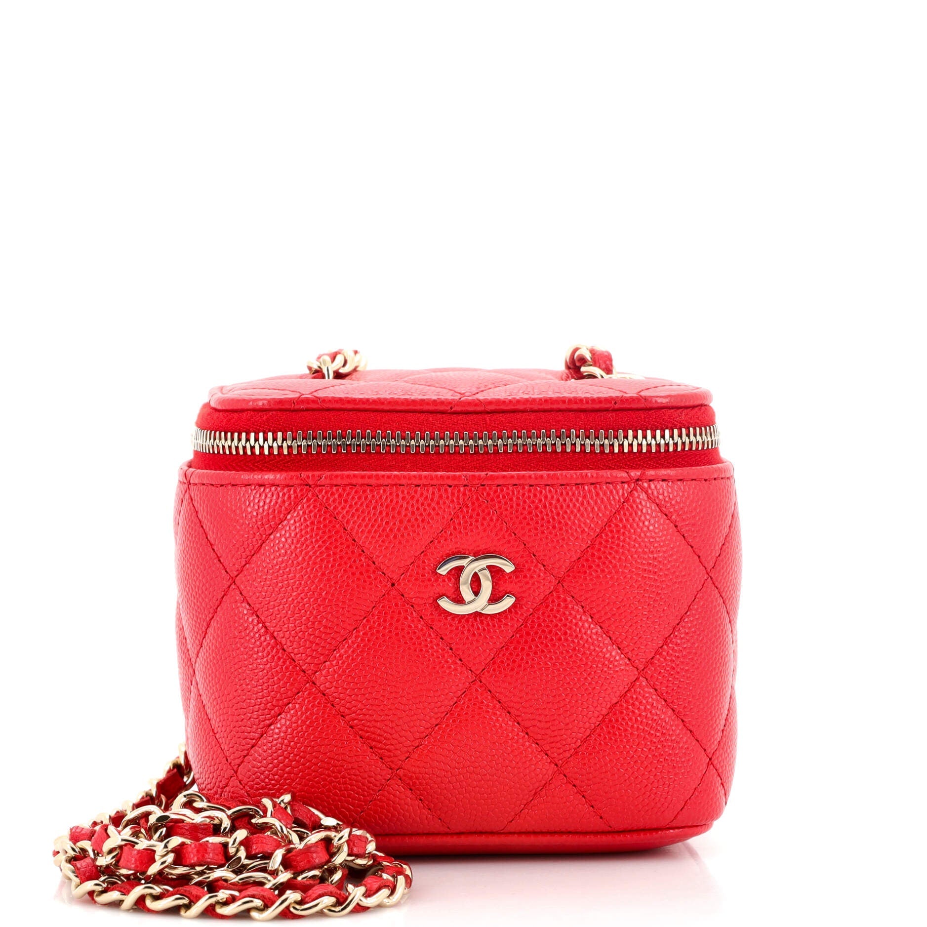 Classic Vanity Case with Chain Quilted Caviar Mini