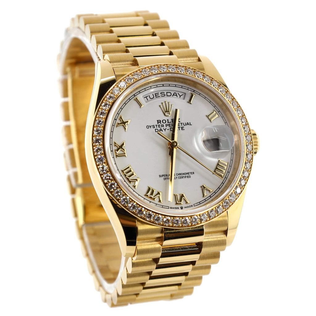 Oyster Perpetual President Day-Date Automatic Watch Yellow Gold with Diamond Bezel 36