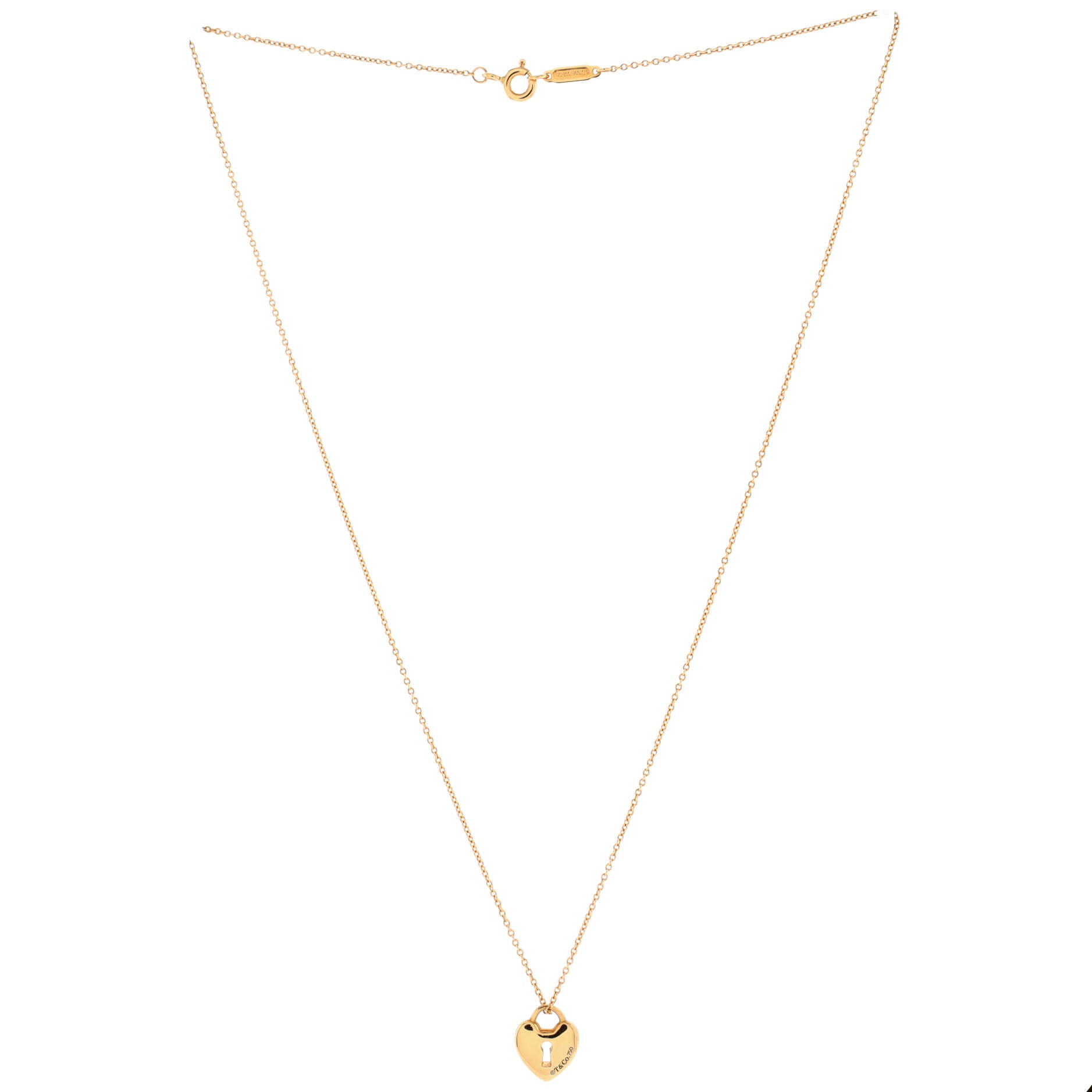 Heart Lock Pendant Necklace 18K Yellow Gold