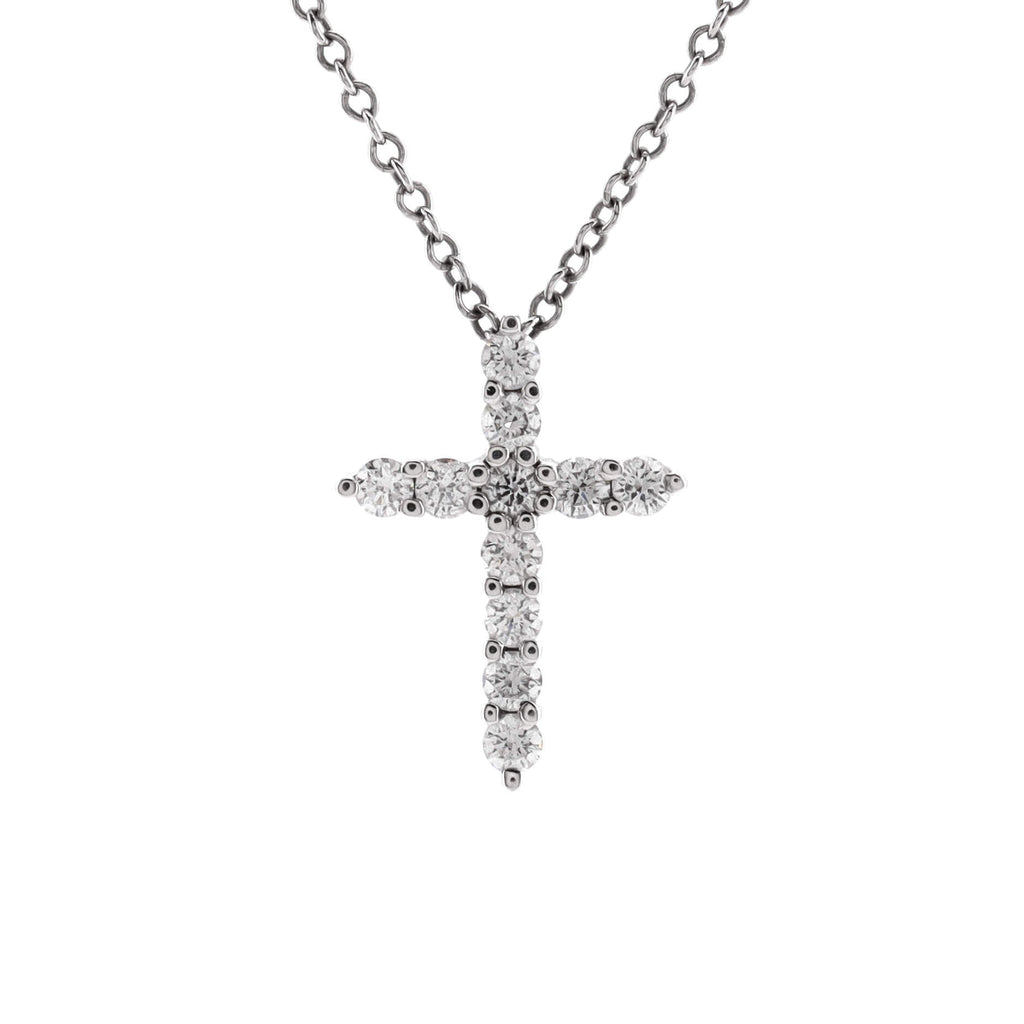 Cross Pendant Necklace Platinum and Diamonds Mini