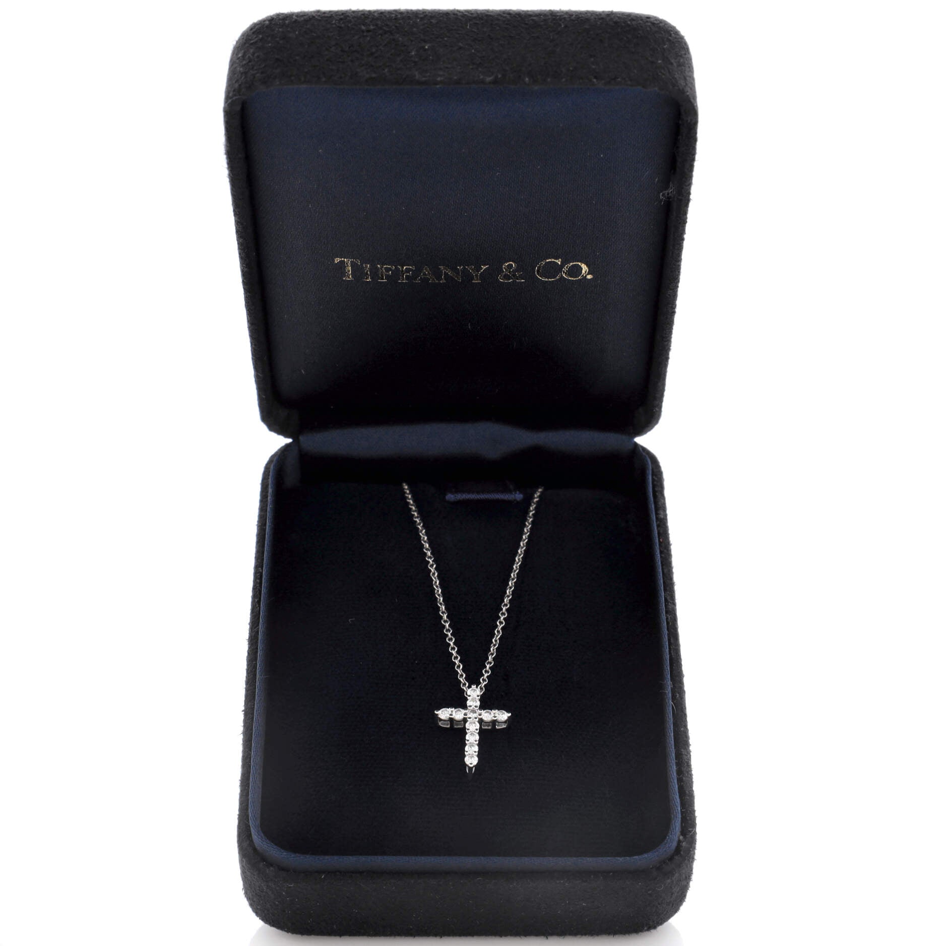 Cross Pendant Necklace Platinum and Diamonds Mini