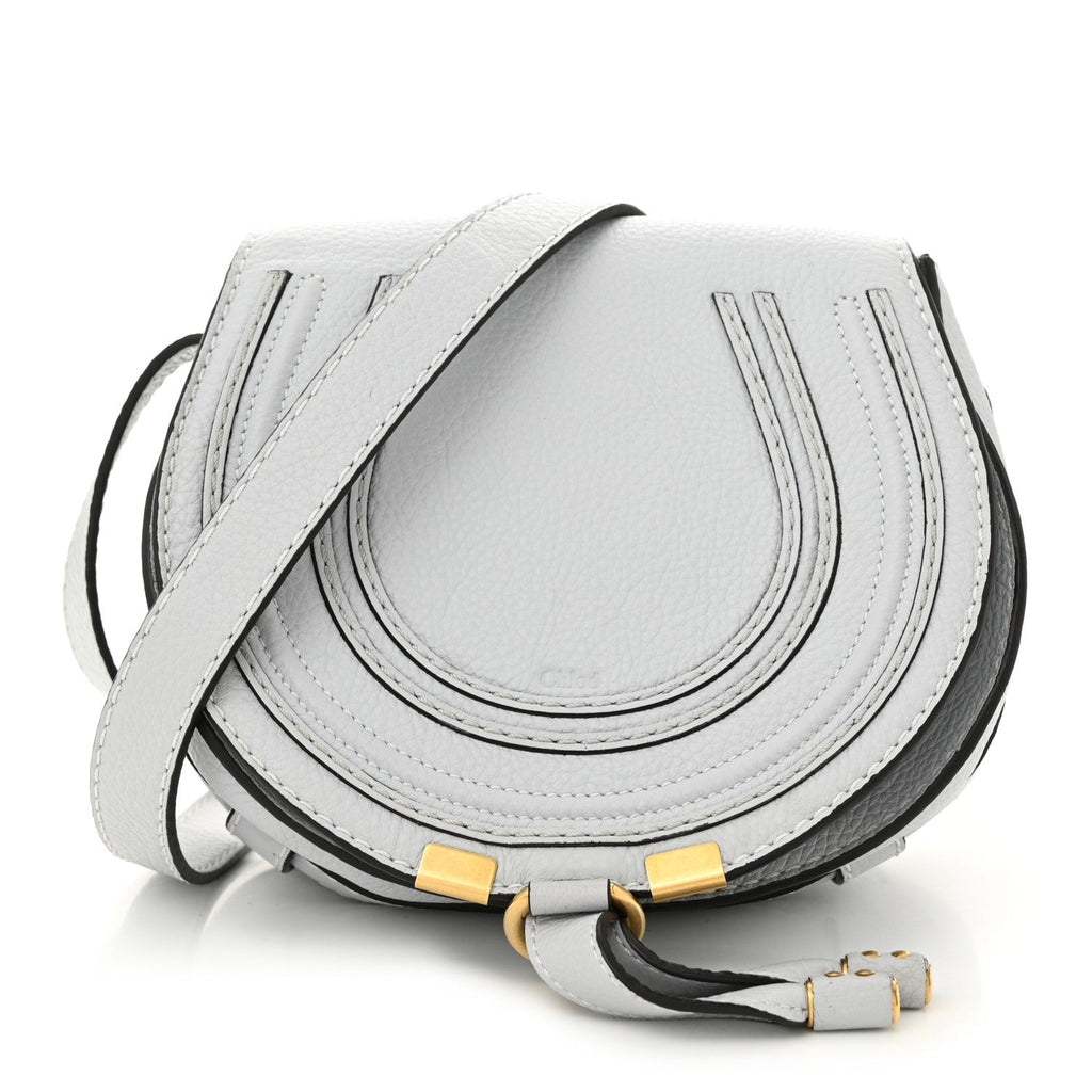 Calfskin Mini Marcie Round Crossbody Bag Faded Blue