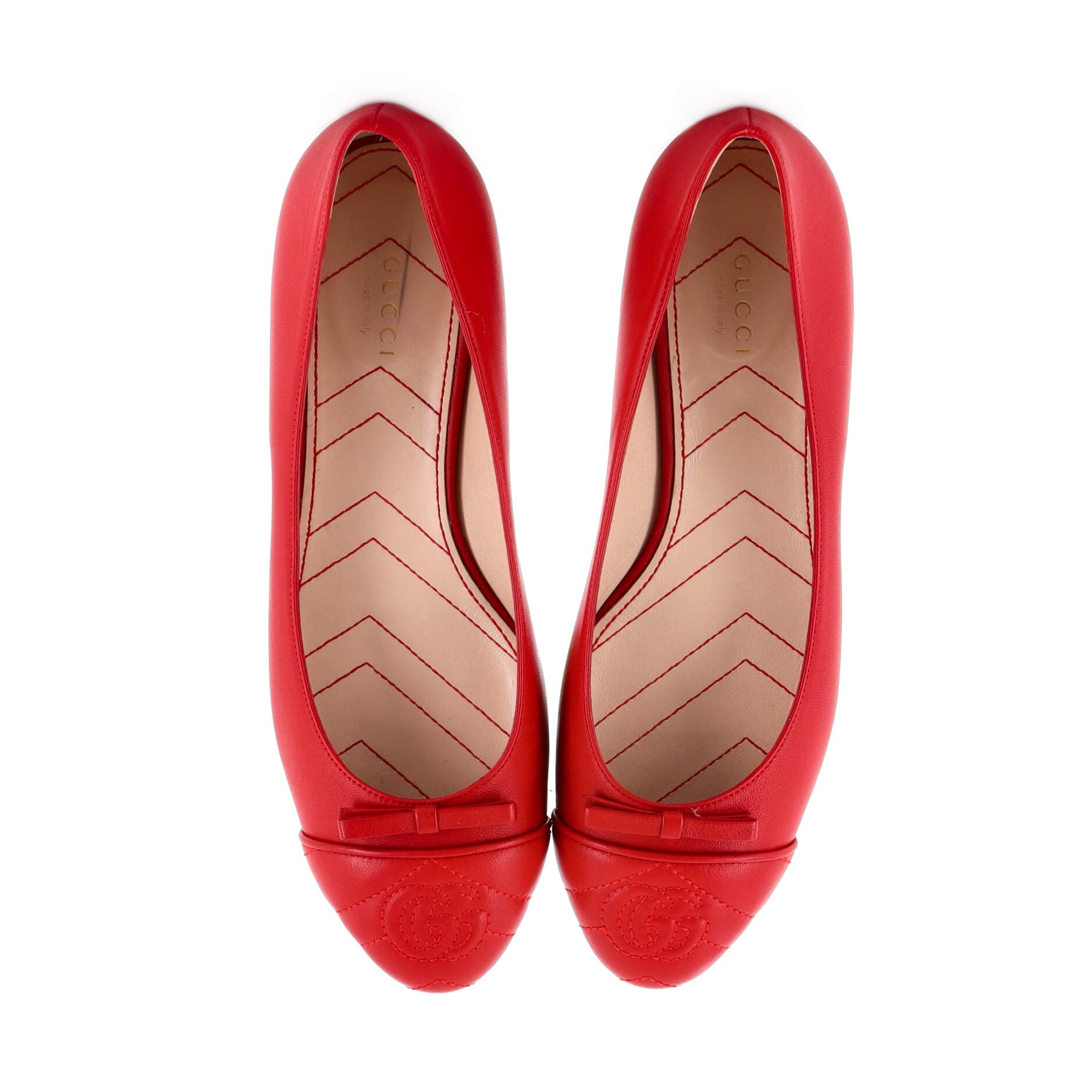 Women's GG Cap Toe Ballet Flats Leather with Matelasse Detail