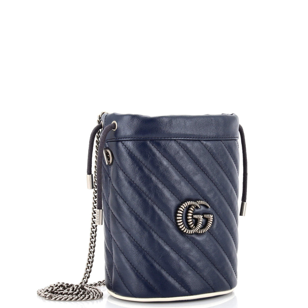 GG Marmont Bucket Bag Diagonal Quilted Leather Mini