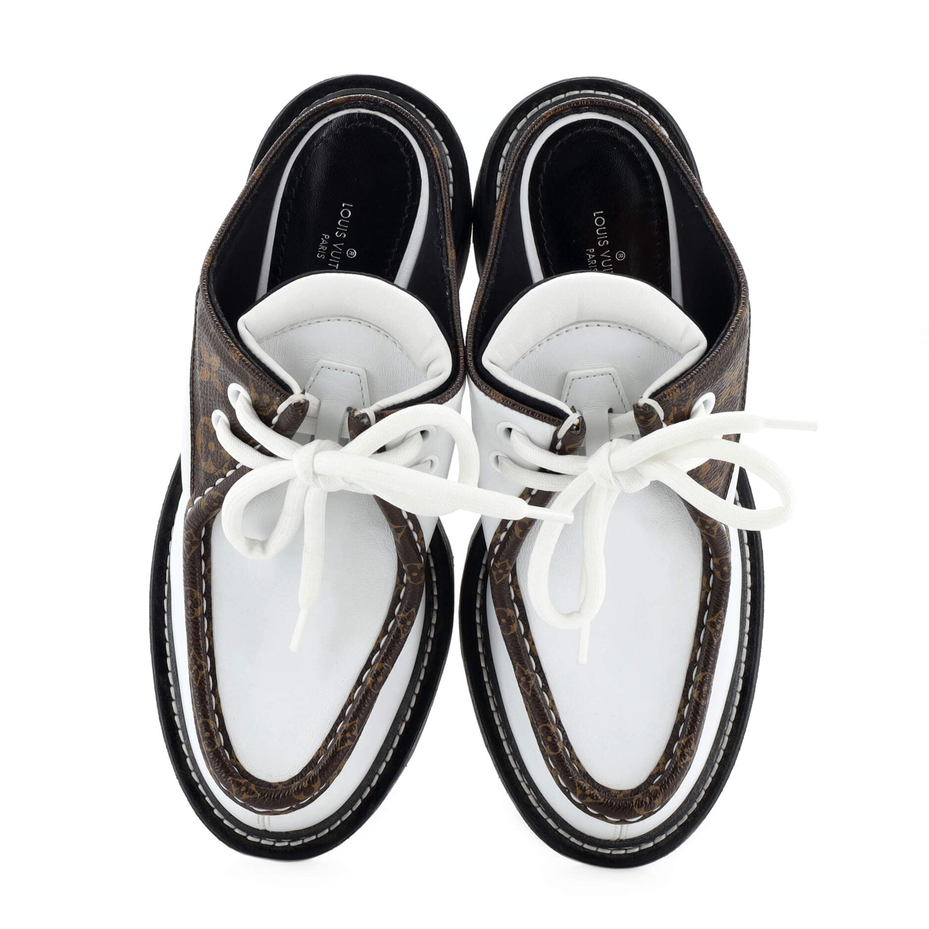 Women's LV Beaubourg Open Back Platform Derby Shoes Leather with Monogram Canvas