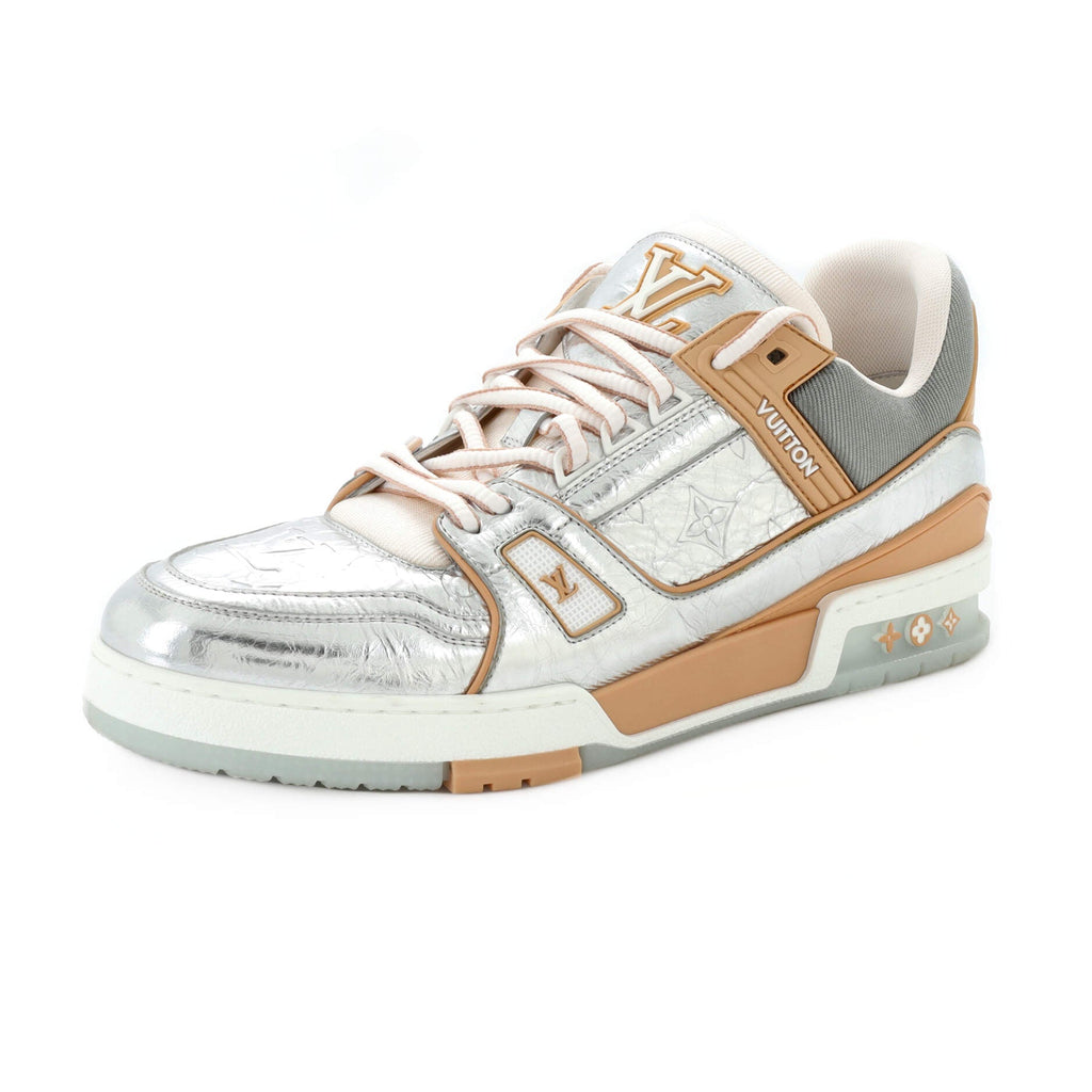 Men's LV Trainer Sneakers Monogram Embossed Metallic Leather