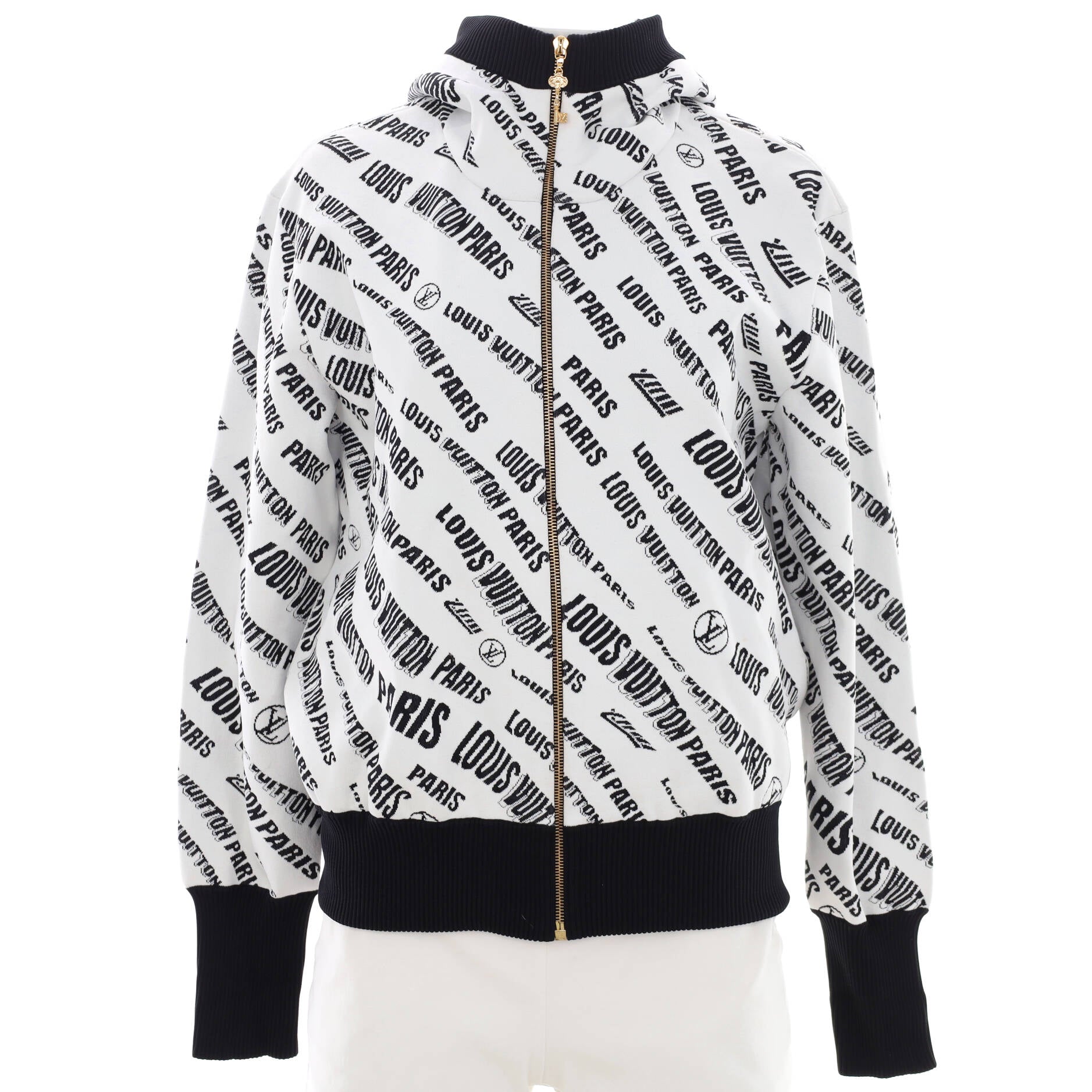 Women's Slanted Signature Jacquard Zip Hoodie Viscose and Polyamide Blend
