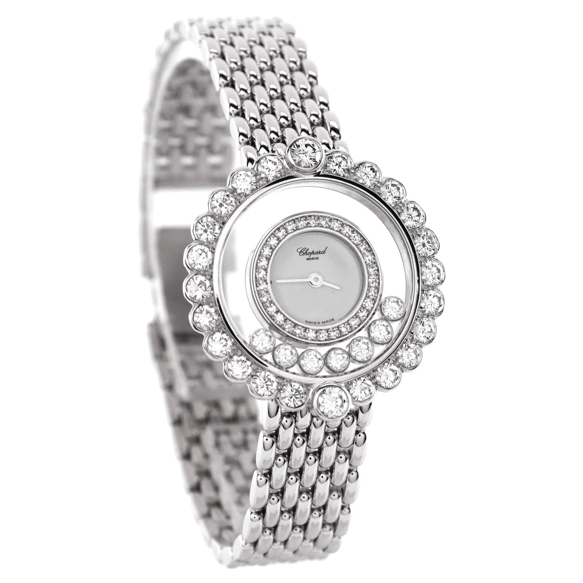 Happy Diamonds Quartz Watch White Gold with Diamond Bezel and Floating Diamonds 26