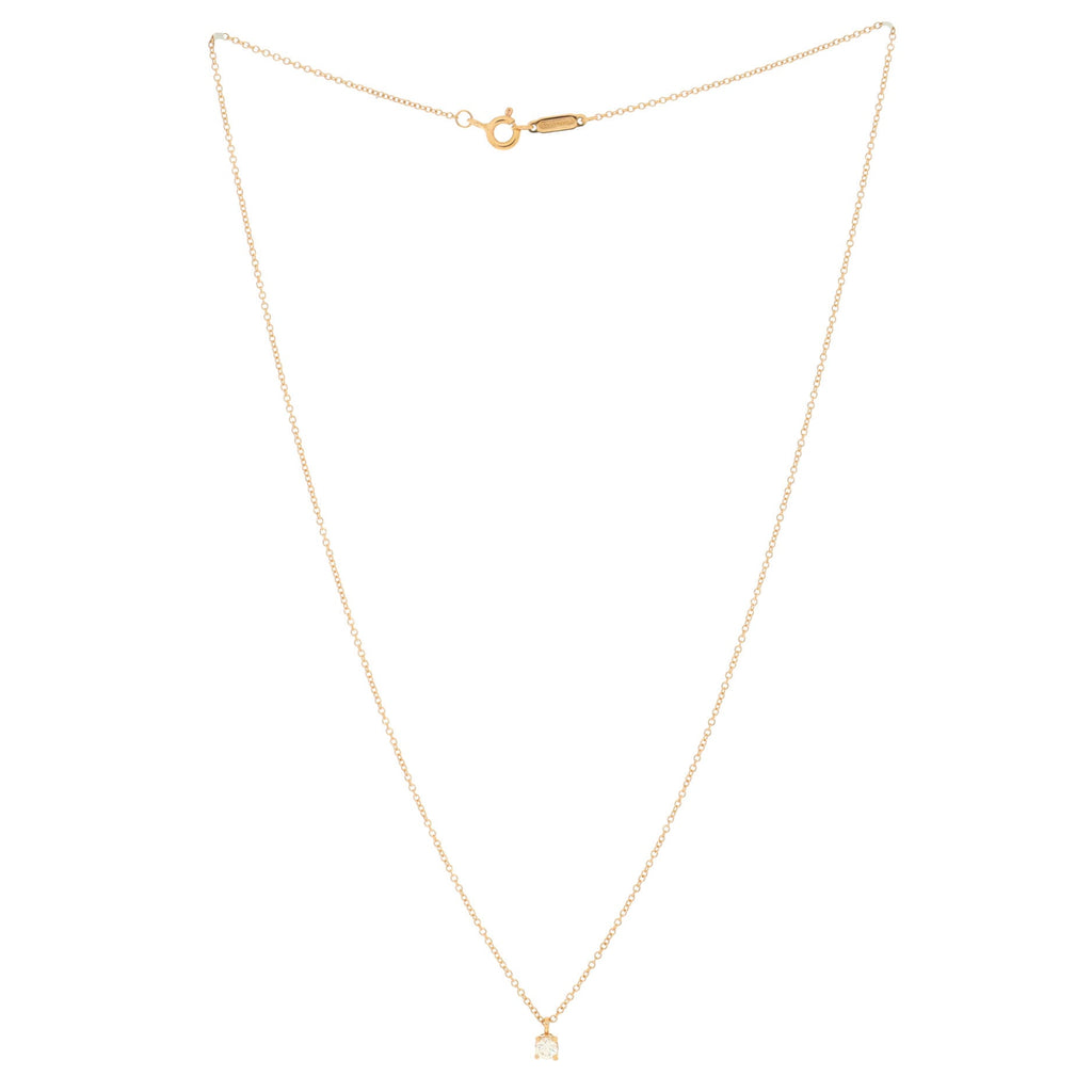 Solitaire Pendant Necklace 18K Rose Gold with Diamond 0.12CT