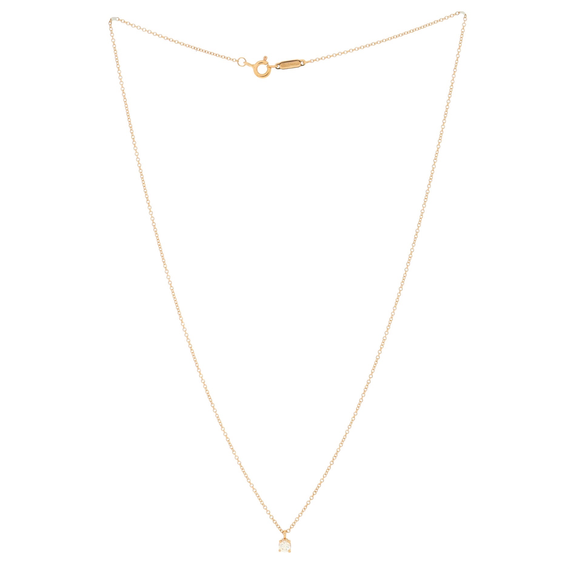 Solitaire Pendant Necklace 18K Rose Gold with Diamond 0.12CT