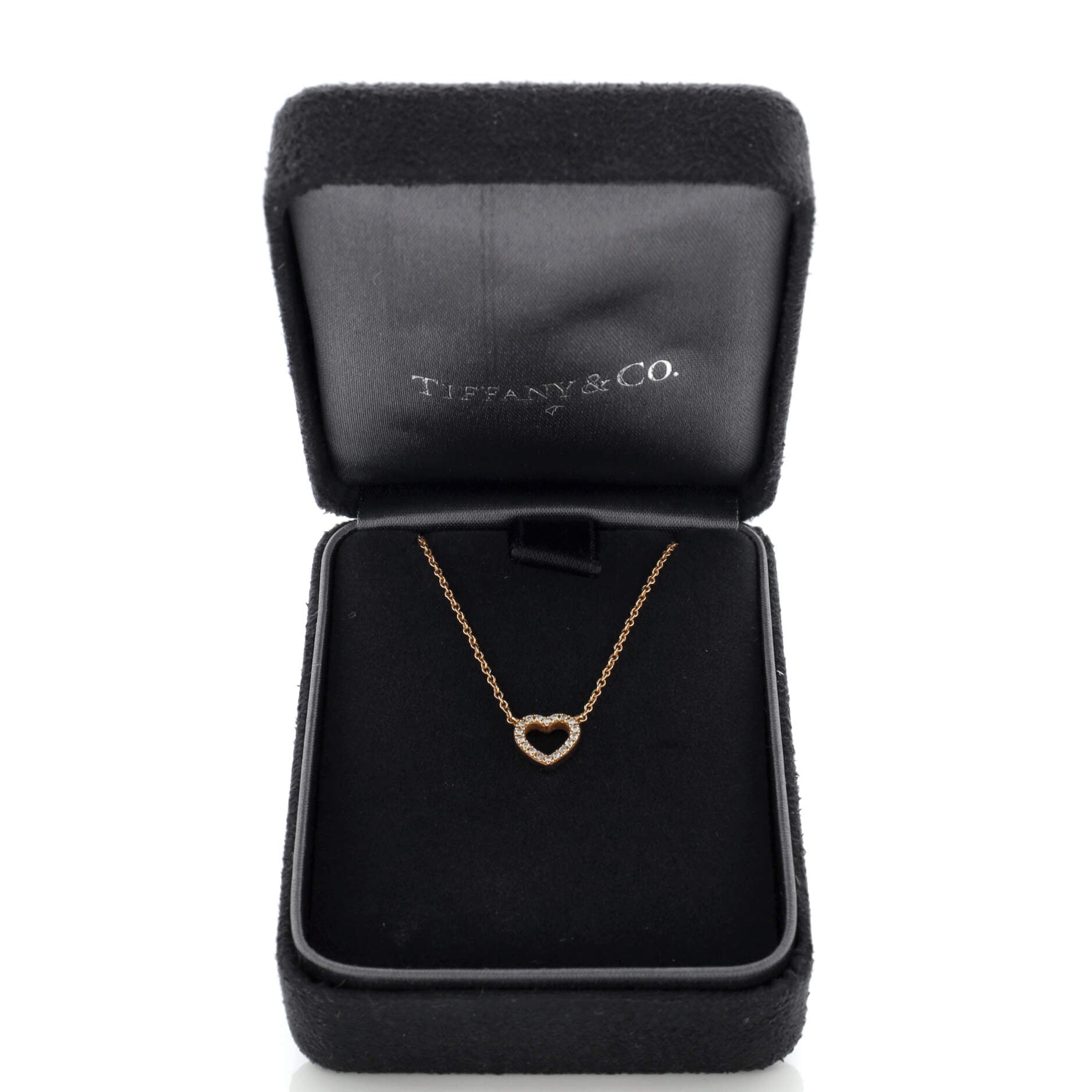 Metro Heart Pendant Necklace 18K Rose Gold and Diamonds Mini