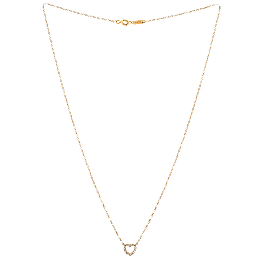 Metro Heart Pendant Necklace 18K Rose Gold and Diamonds Mini