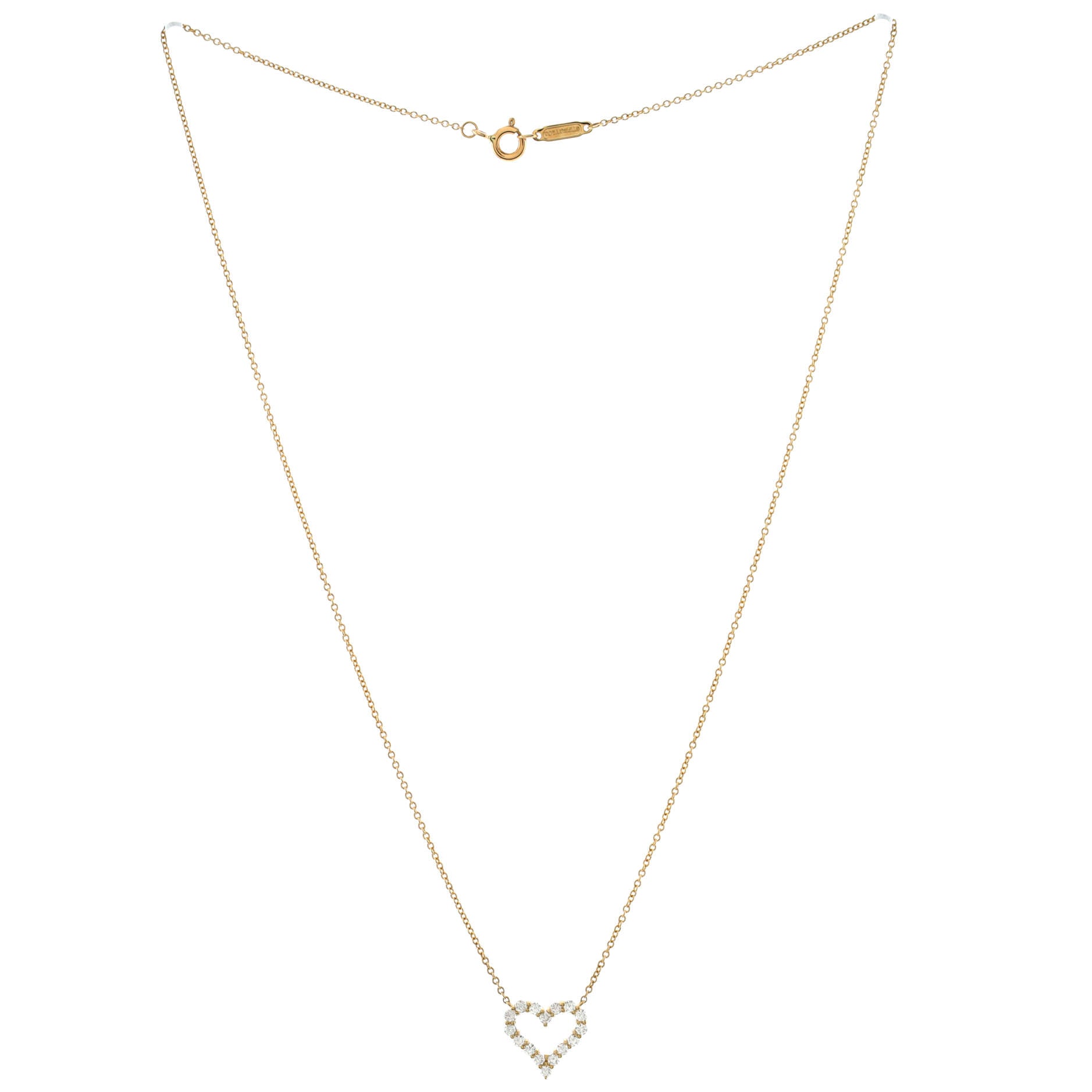 Heart Pendant Necklace 18K Rose Gold and Diamonds Mini