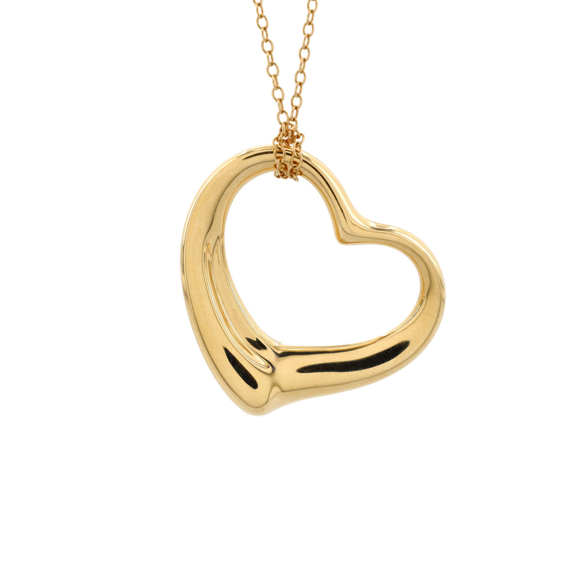 Elsa Peretti Open Heart Pendant Necklace 18K Yellow Gold 36mm