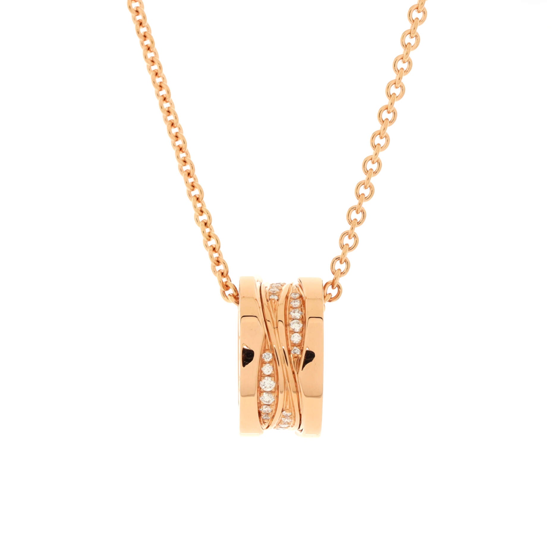 B.Zero1 Legend Pendant Necklace 18K Rose Gold with Diamonds