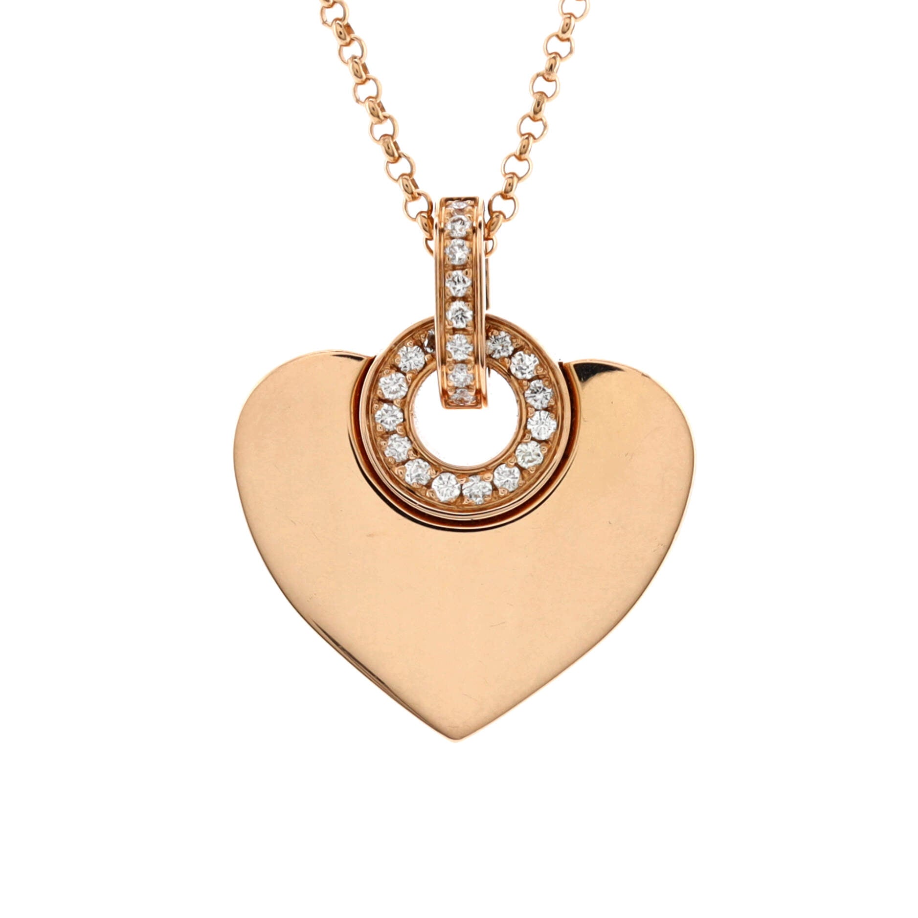 Cuore Heart Pendant Necklace 18K Rose Gold with Diamonds