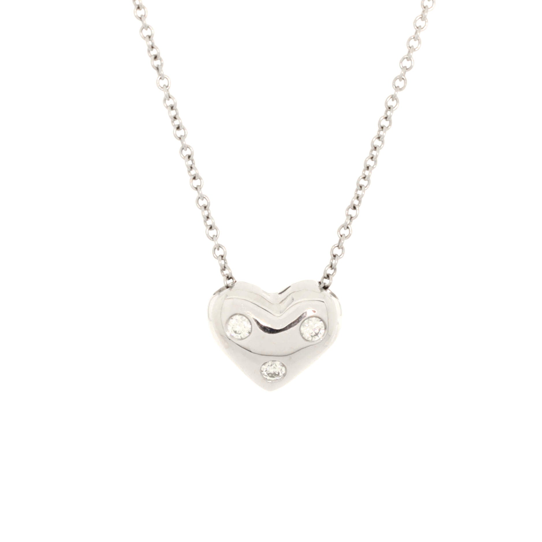 Etoile Heart 3 Diamond Pendant Necklace Platinum with Diamonds