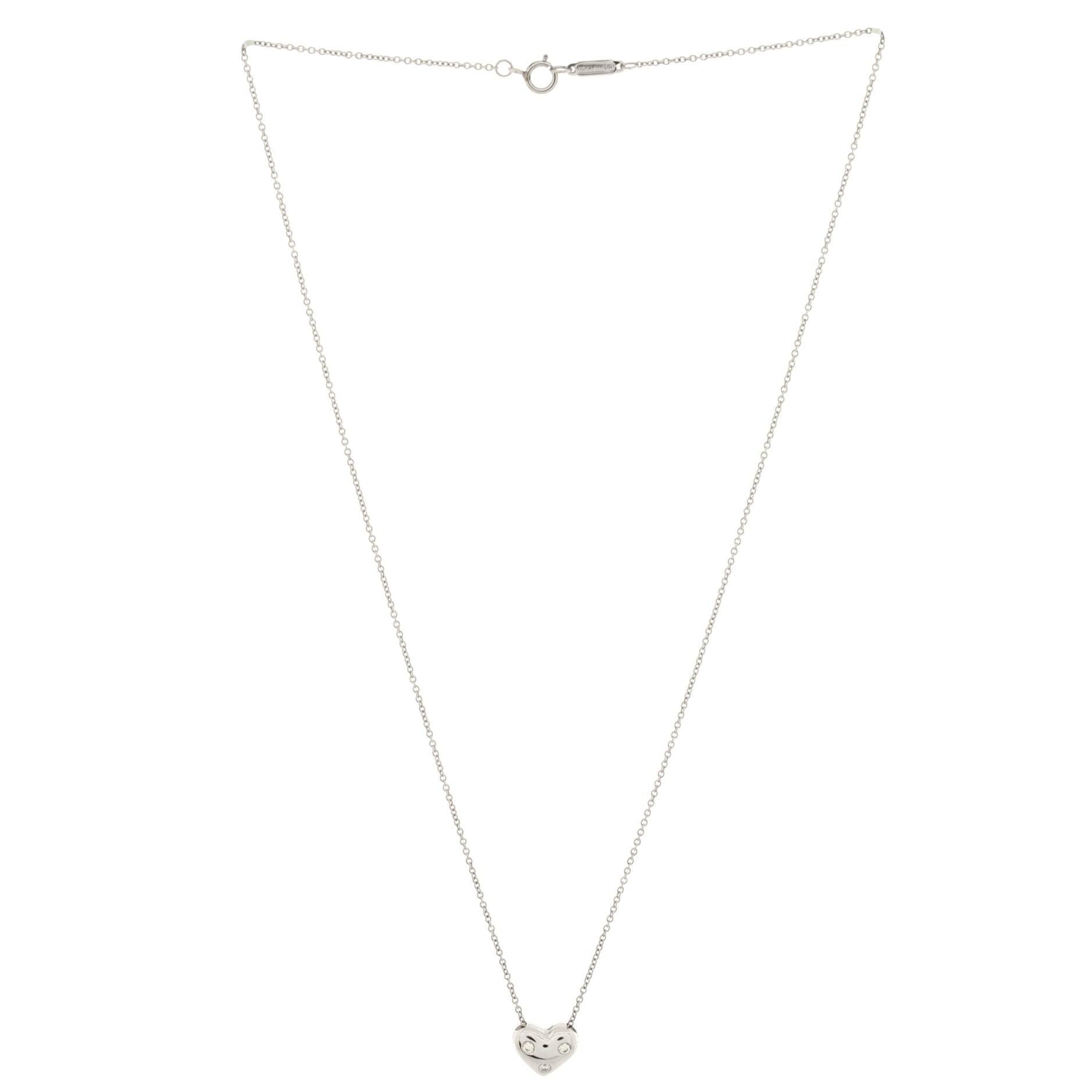 Etoile Heart 3 Diamond Pendant Necklace Platinum with Diamonds