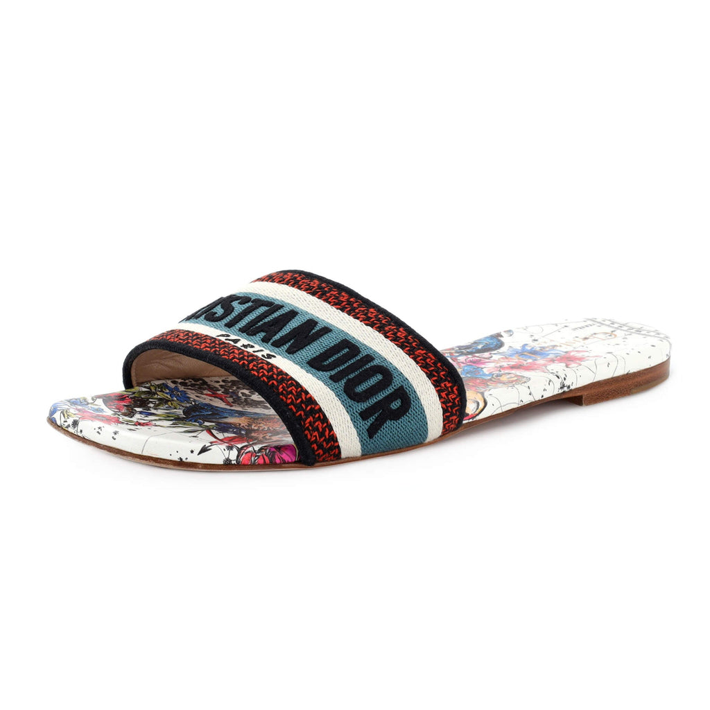 Women's Dway Flat Sandals Embroidered Canvas