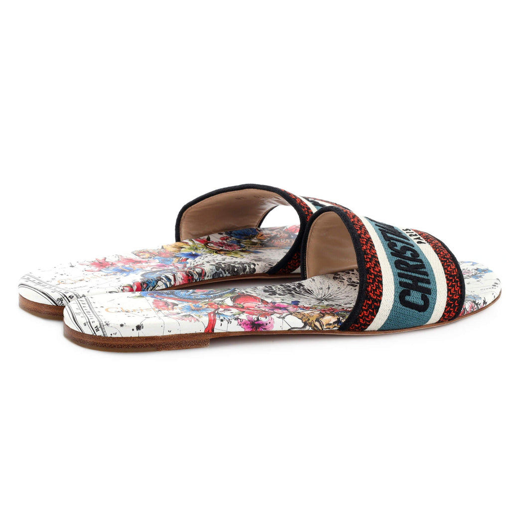 Women's Dway Flat Sandals Embroidered Canvas