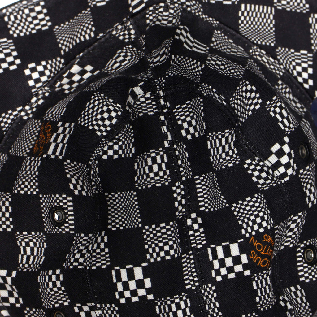 Reversible Bucket Hat Distorted Damier Cotton