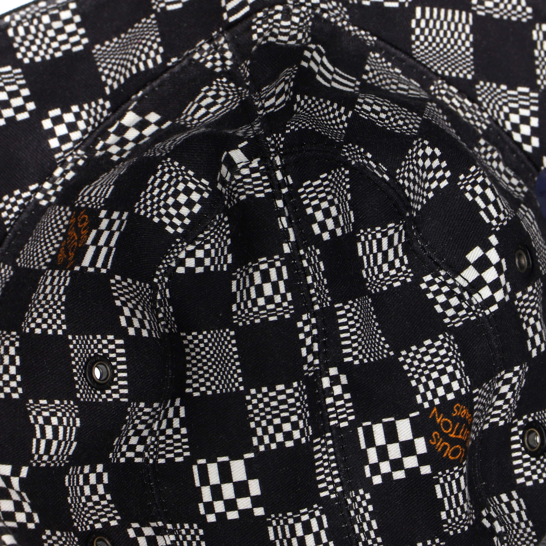 Reversible Bucket Hat Distorted Damier Cotton