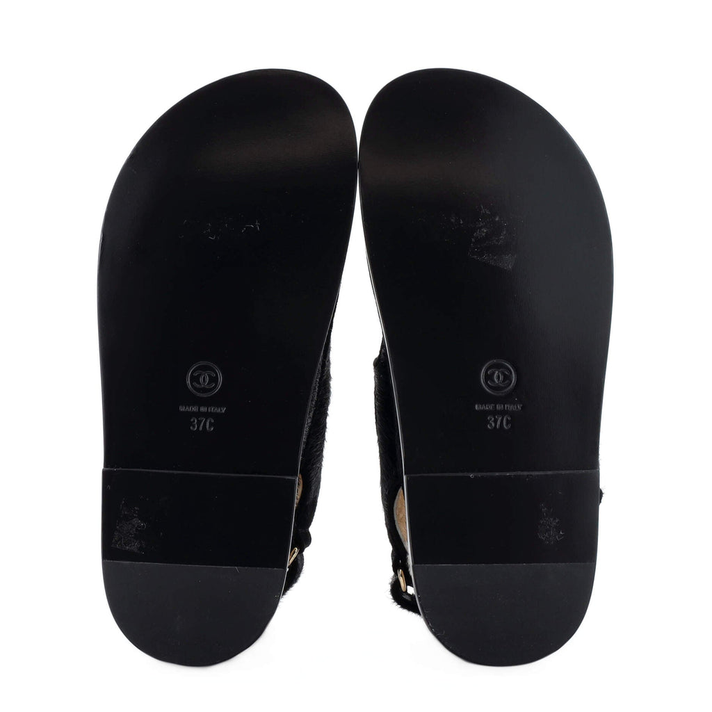 Women's Velcro Dad Sandals Calf Hair and Shearling