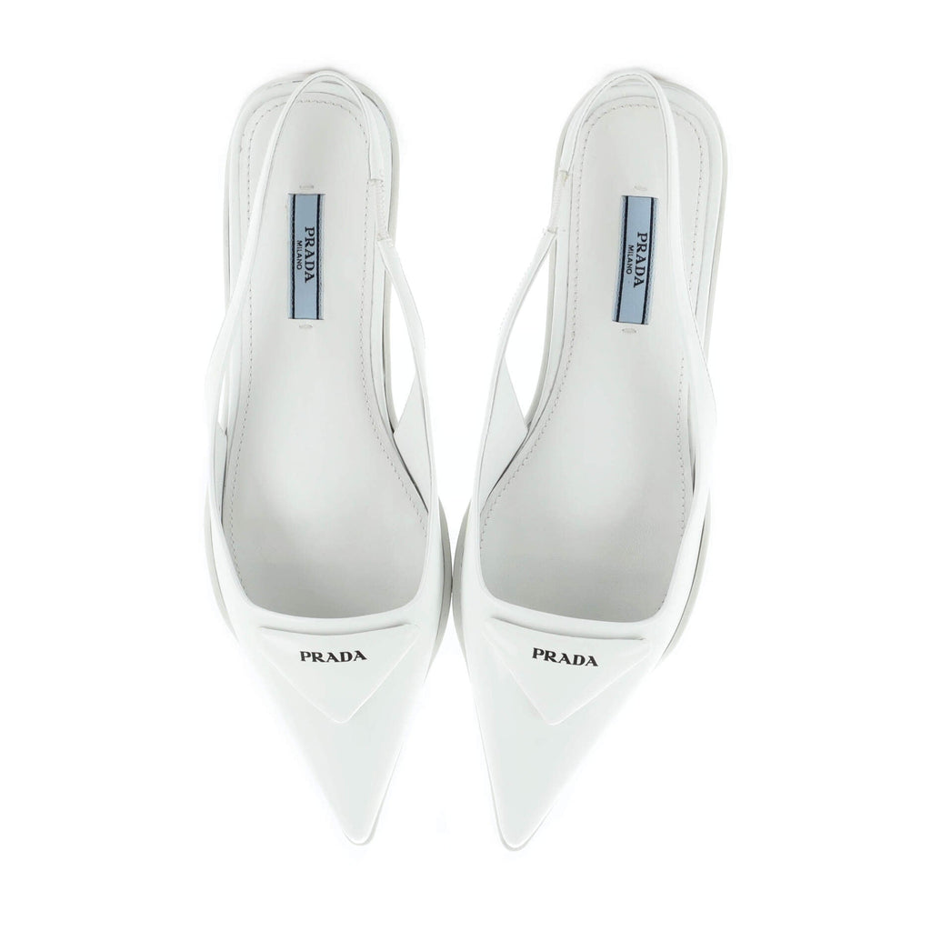 Women's Triangle Logo Slingback Flats Leather