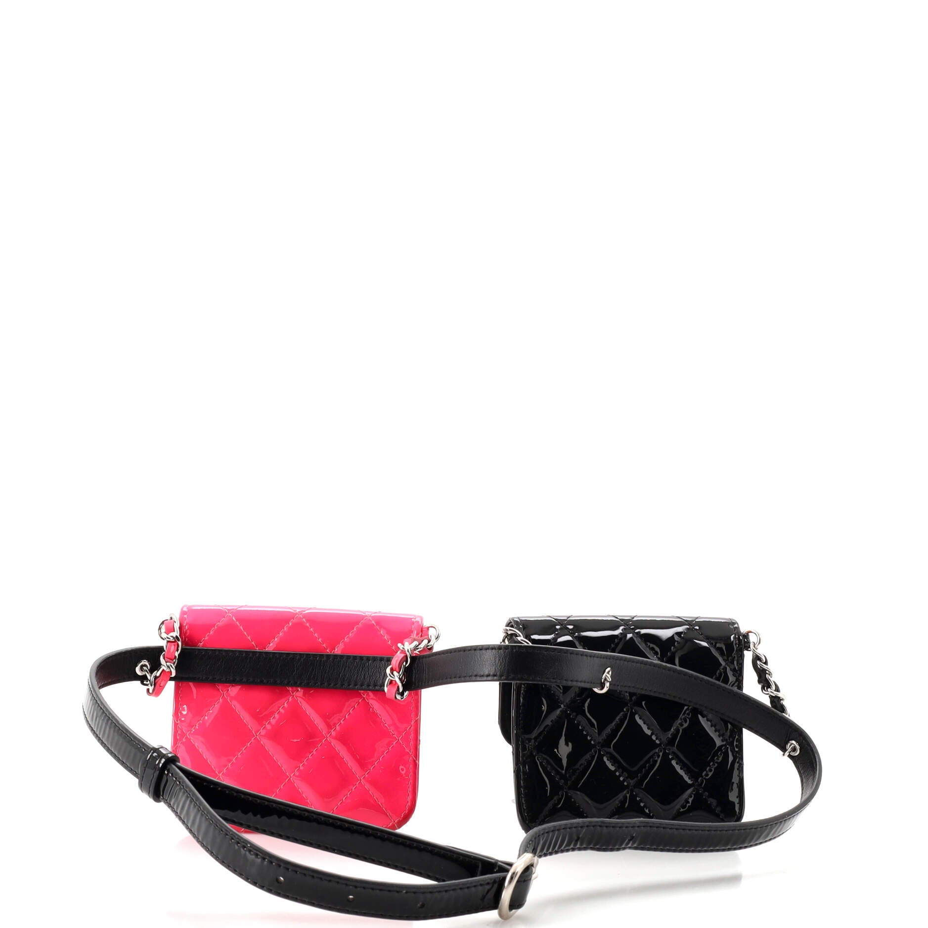 CC Double Chain Waist Bag Quilted Patent Mini