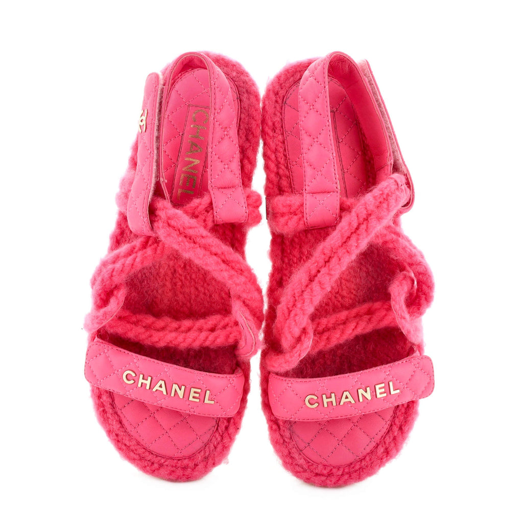 Women's Cord Velcro Dad Sandals Quilted Leather and Cork